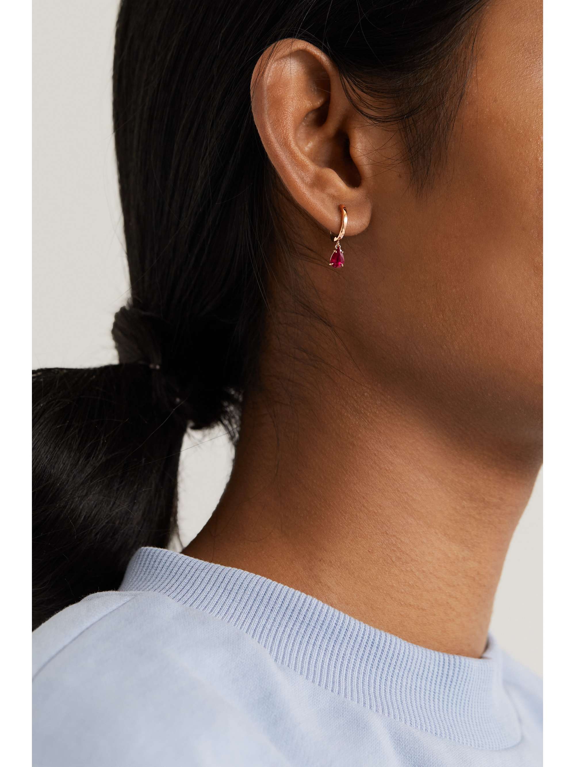 ANITA KO 18-karat rose gold ruby hoop earring