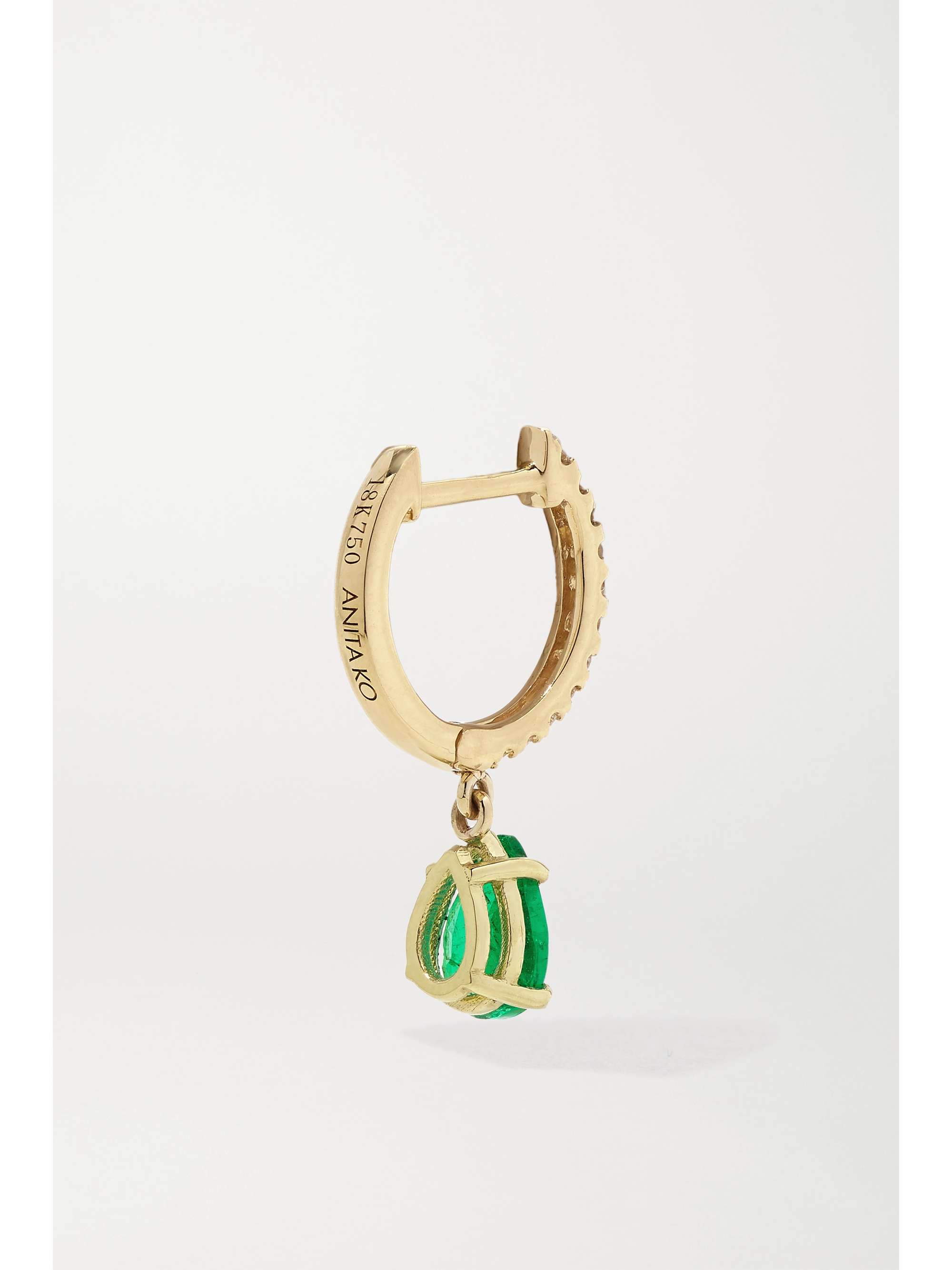 ANITA KO 18-karat gold, emerald and diamond hoop earring