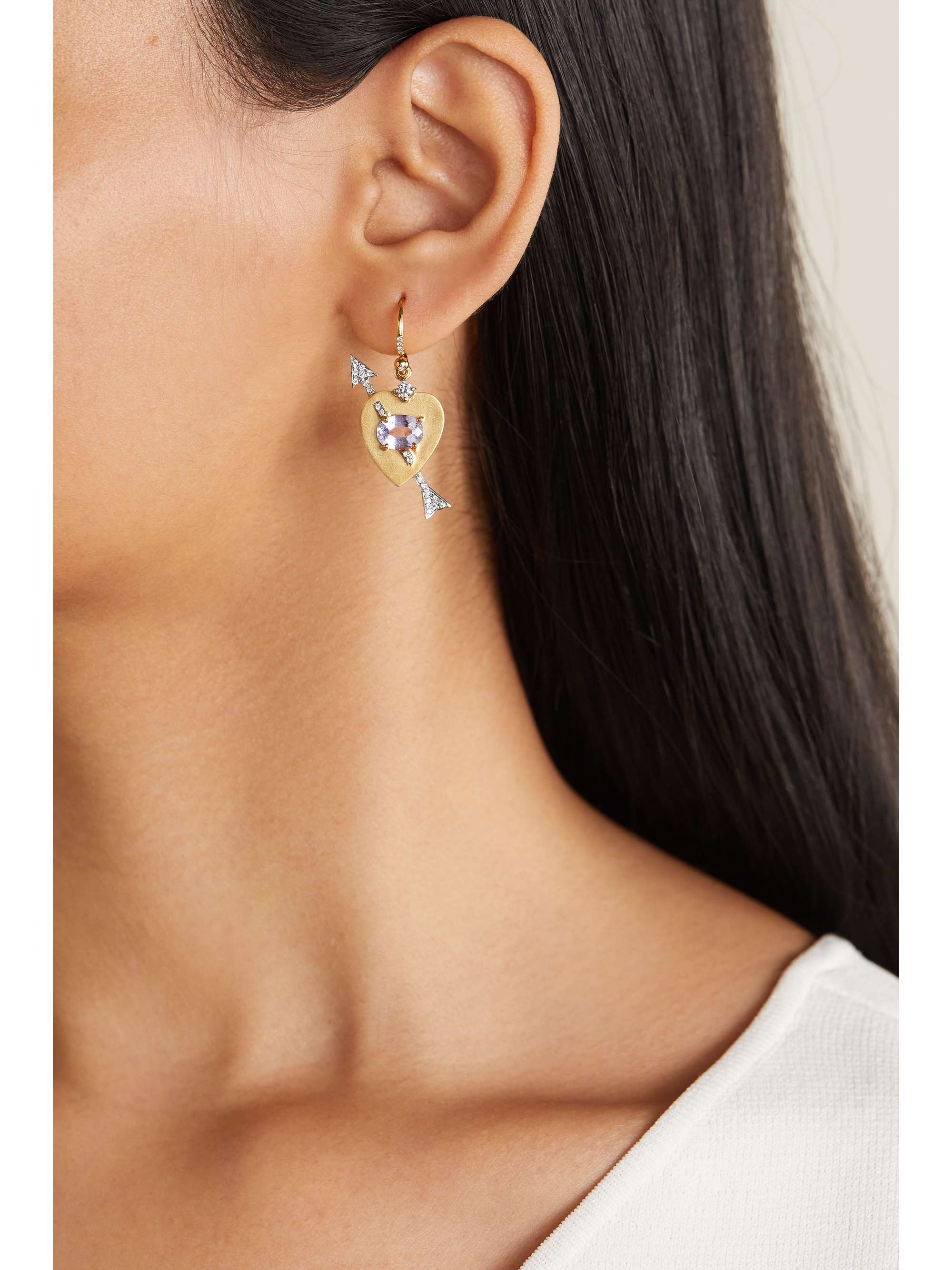 IRENE NEUWIRTH True Love 18-karat yellow and white gold, tourmaline and diamond earrings