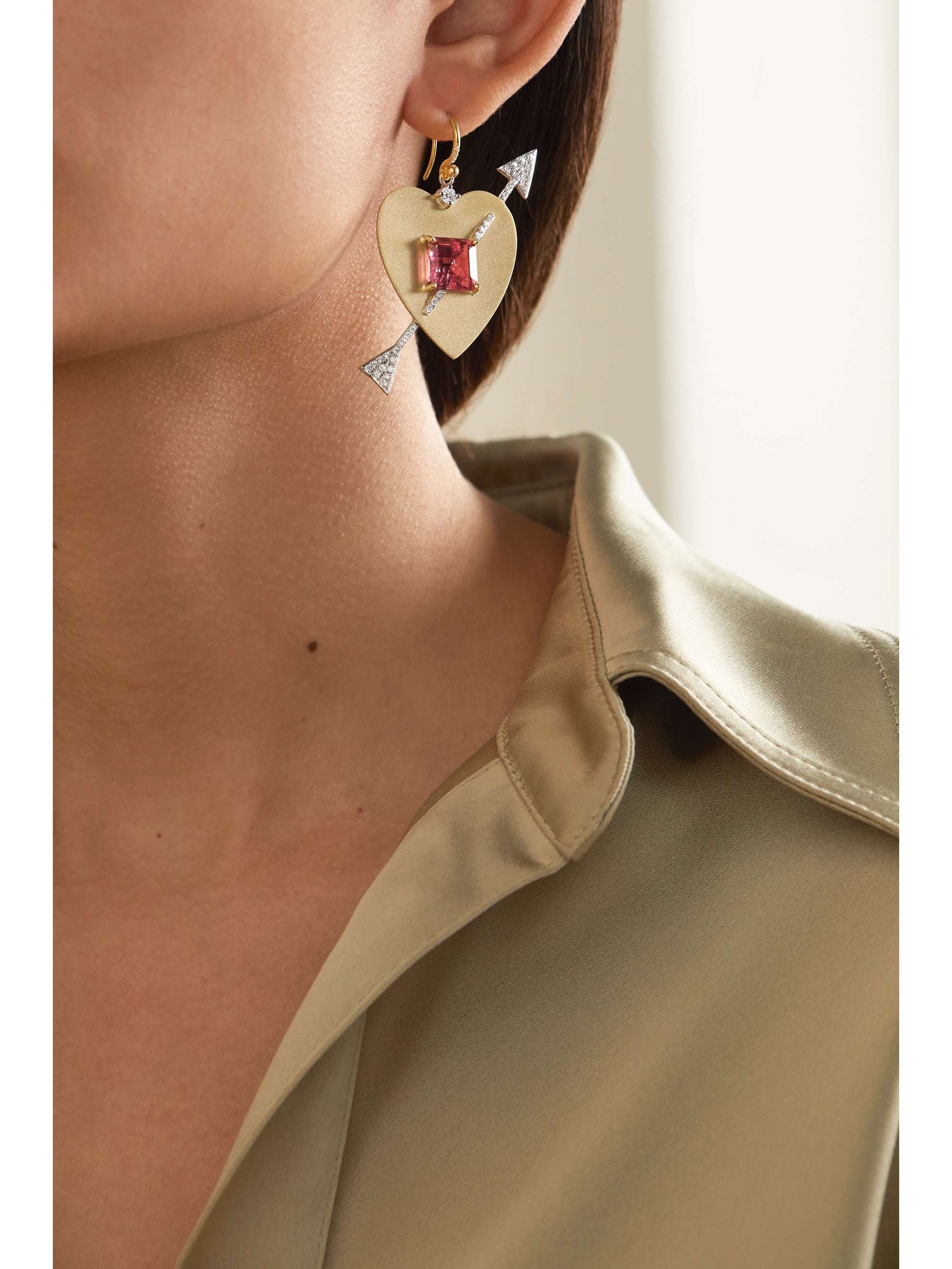 IRENE NEUWIRTH True Love 18-karat yellow and white gold, tourmaline and diamond earrings