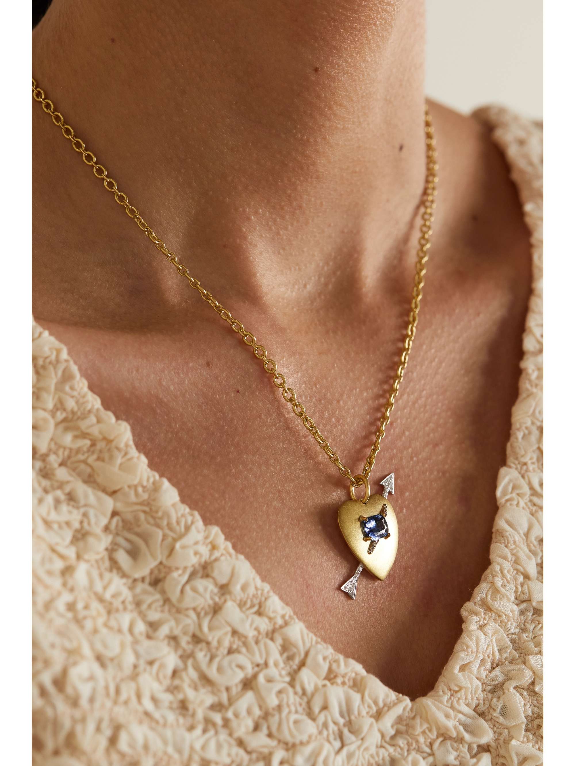 IRENE NEUWIRTH True Love 18-karat yellow and white gold, sapphire and diamond necklace