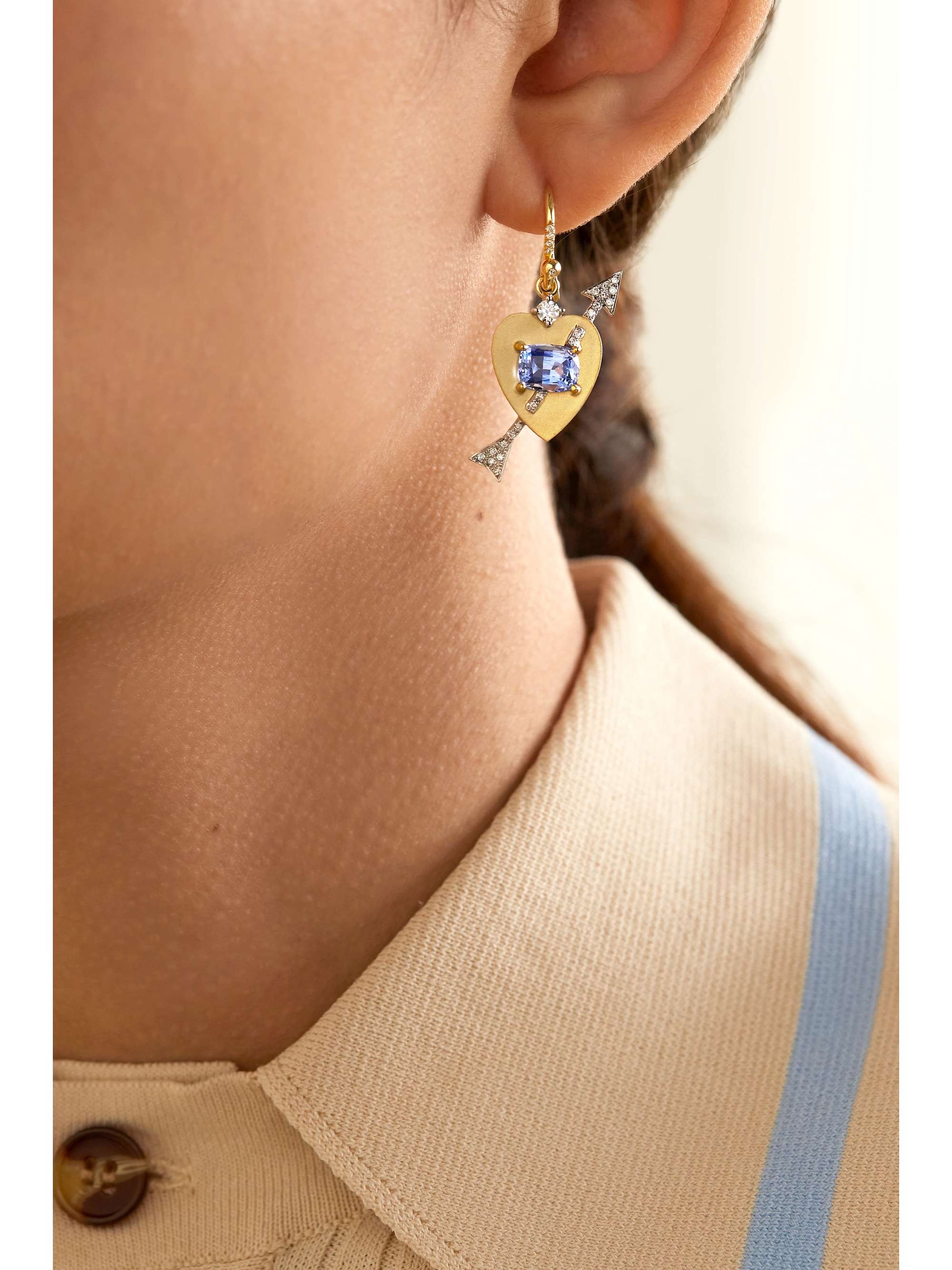 IRENE NEUWIRTH True Love 18-karat yellow and white gold, sapphire and diamond earrings