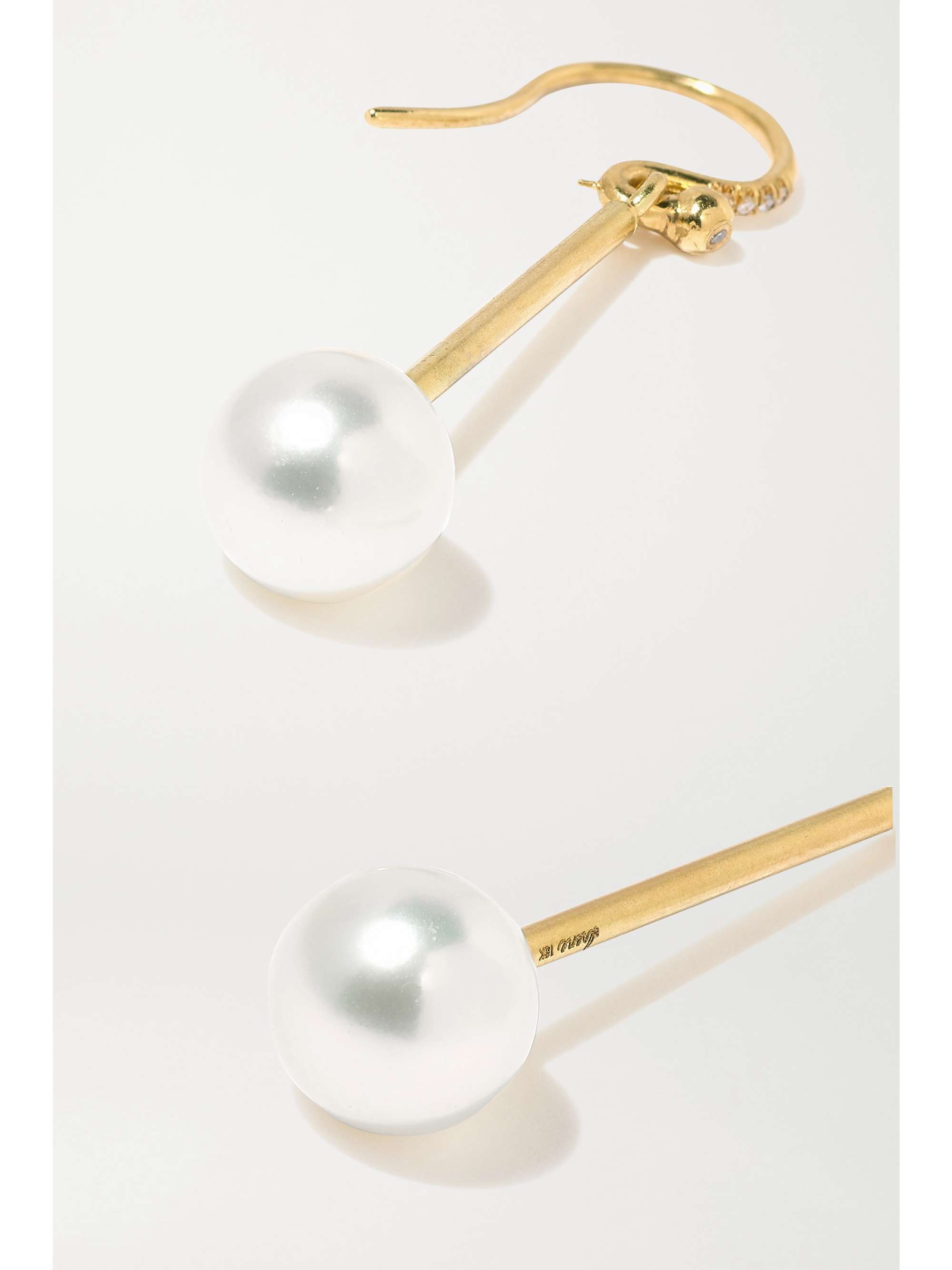 IRENE NEUWIRTH Gumball 18-karat gold, pearl and diamond earrings
