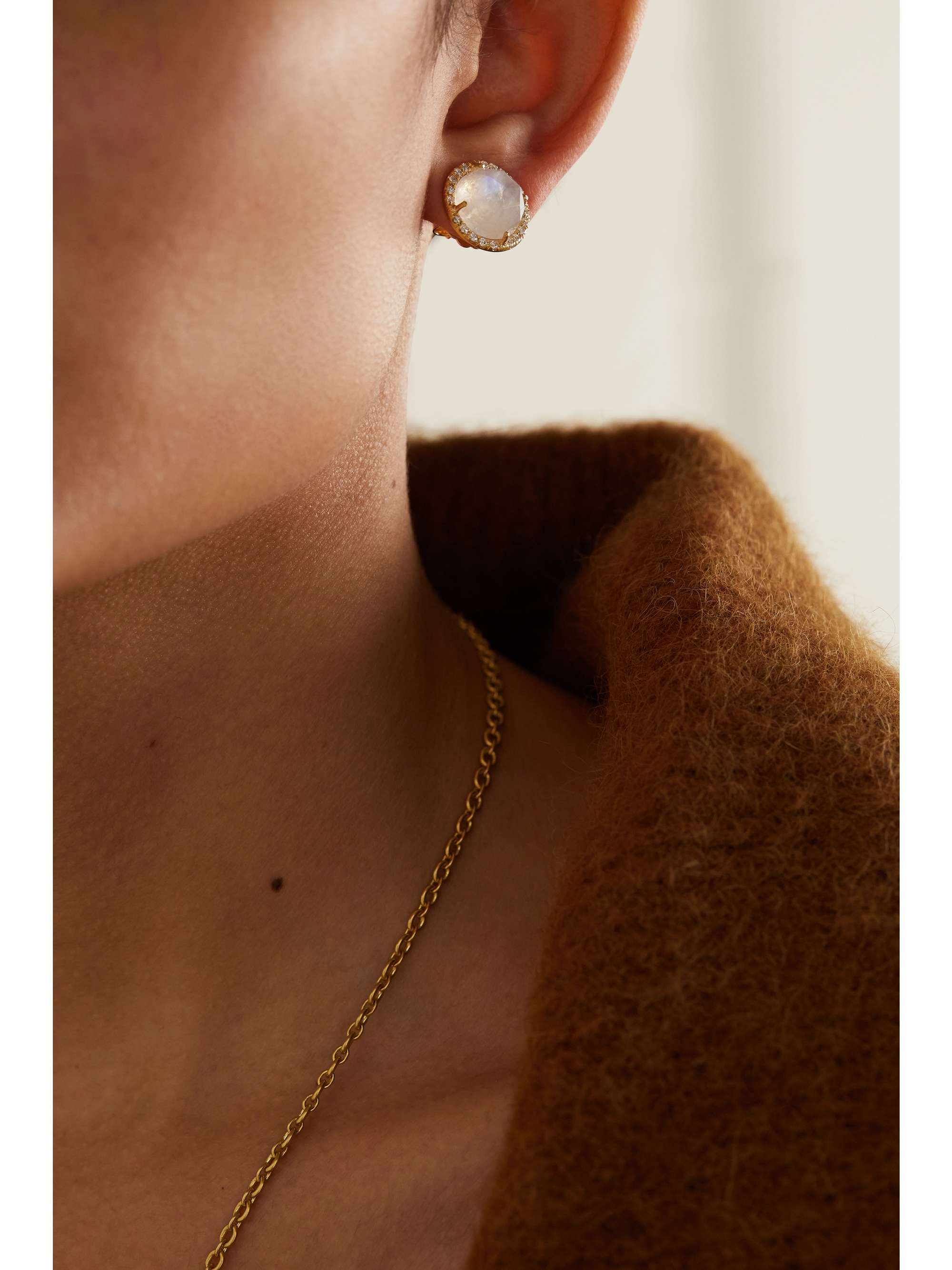IRENE NEUWIRTH 18-karat gold, moonstone and diamond earrings
