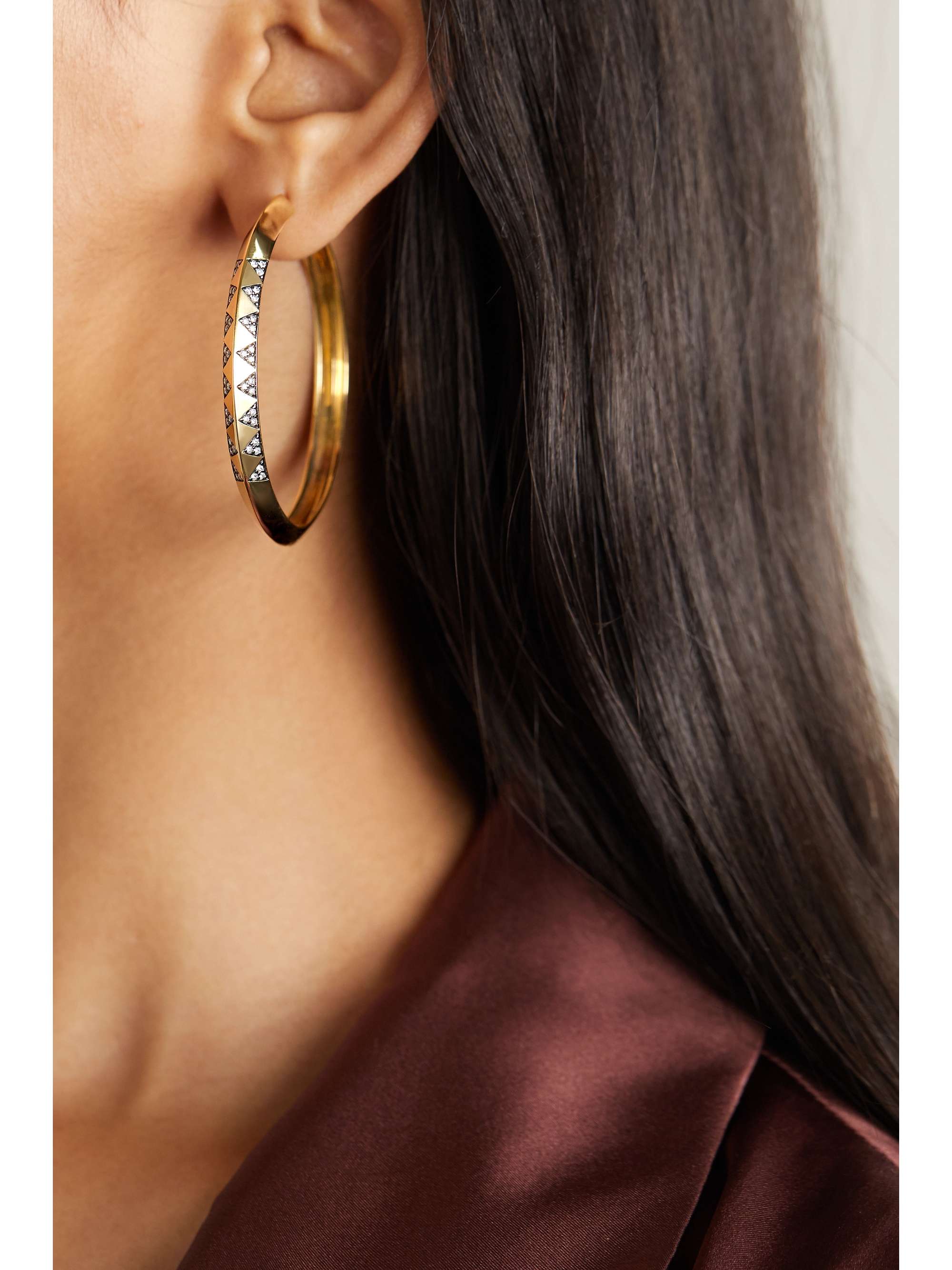 HARWELL GODFREY 18-karat gold diamond hoop earrings