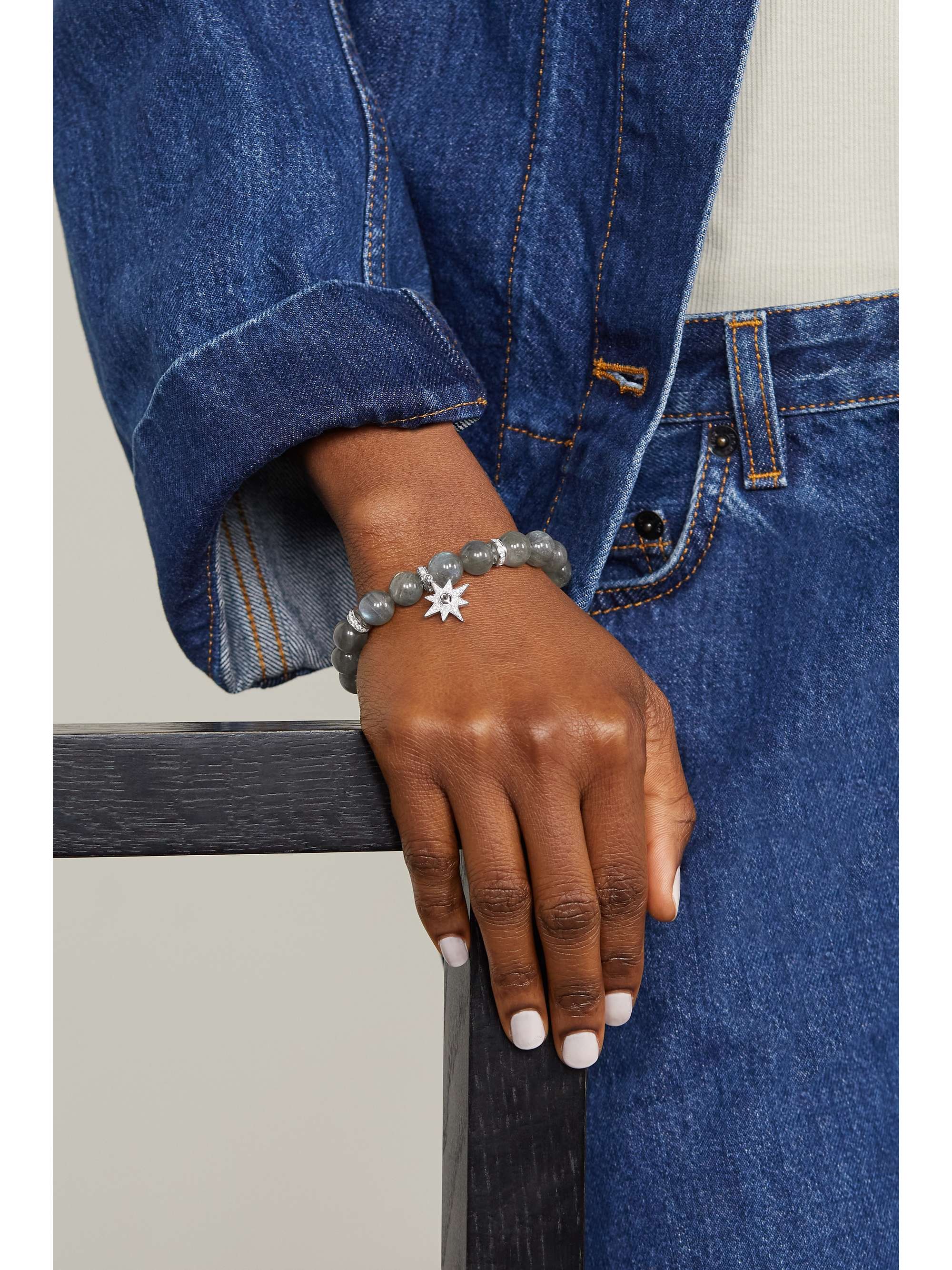 LOREE RODKIN Starburst 14-karat white gold, labradorite and diamond bracelet