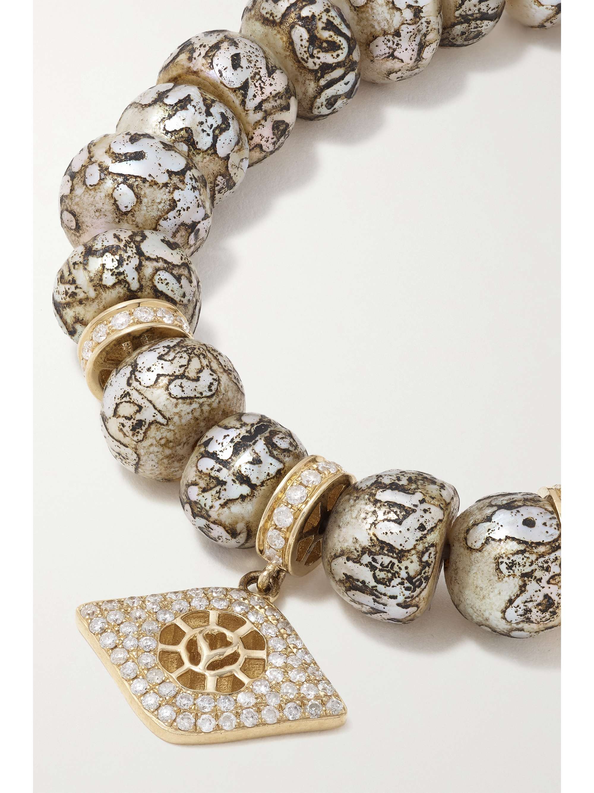 LOREE RODKIN Evil Eye 14-karat gold, pearl and diamond bracelet