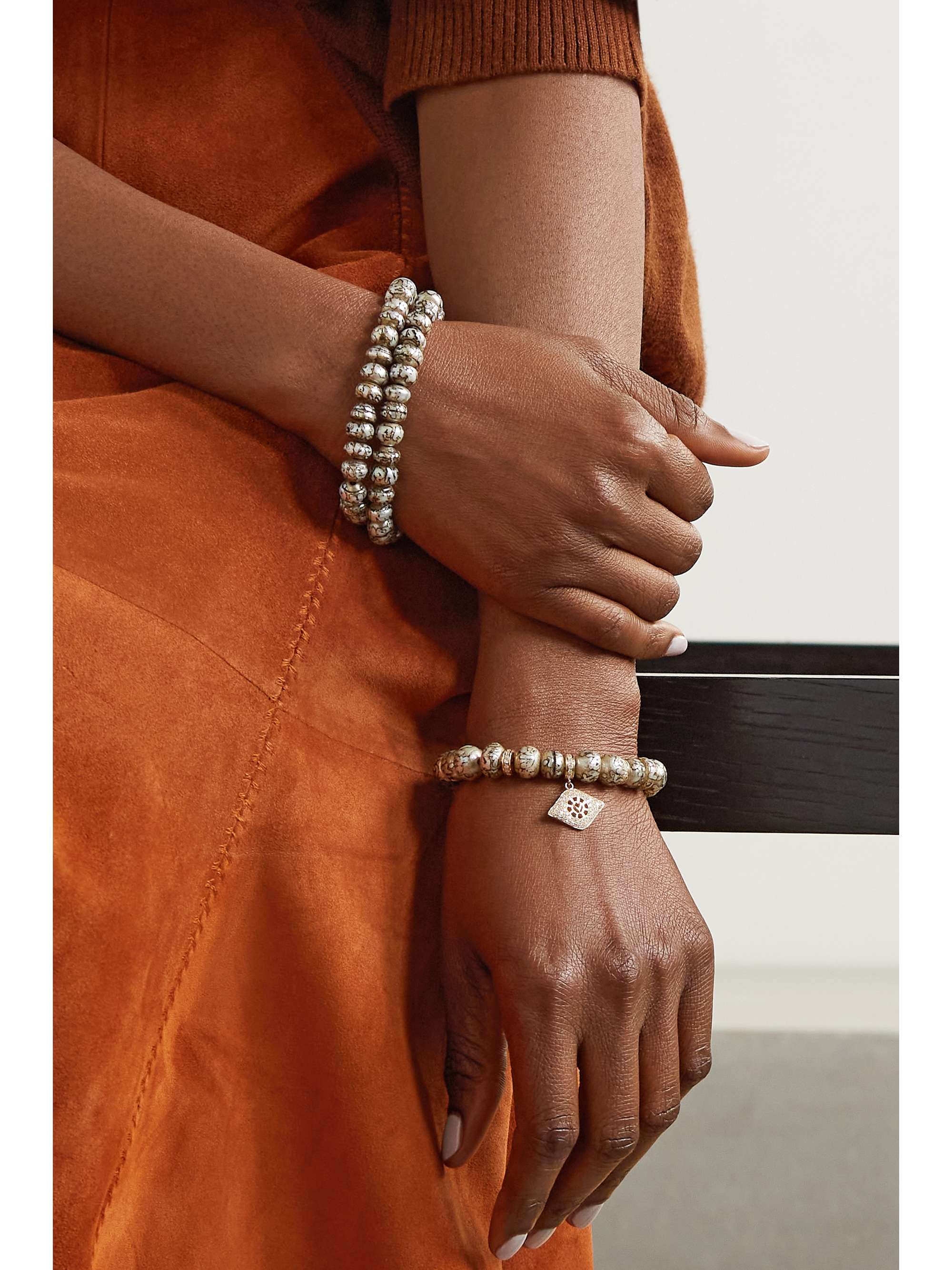 LOREE RODKIN Evil Eye 14-karat gold, pearl and diamond bracelet