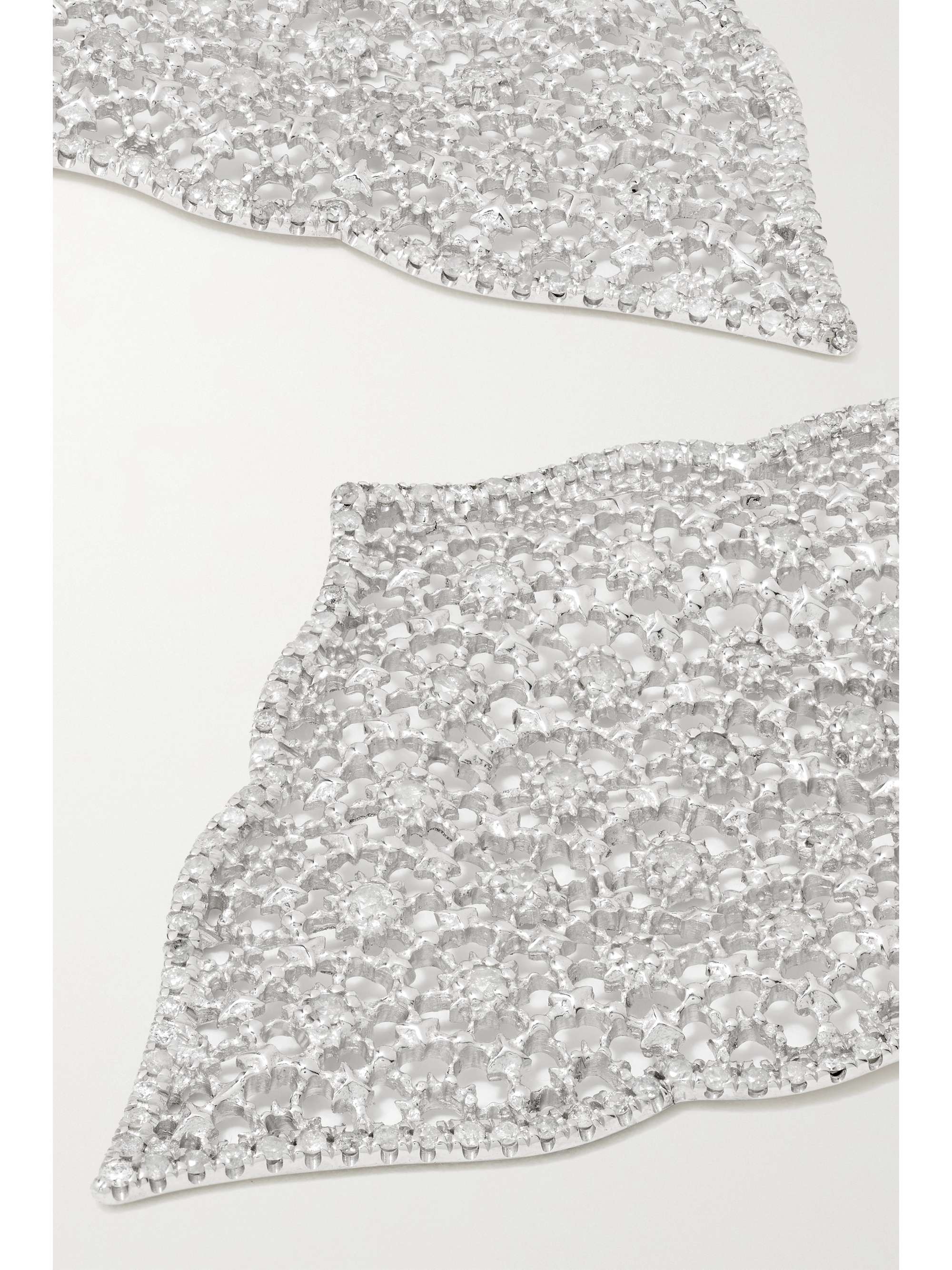 LOREE RODKIN Moroccan Lace Kite 18-karat white gold diamond earrings