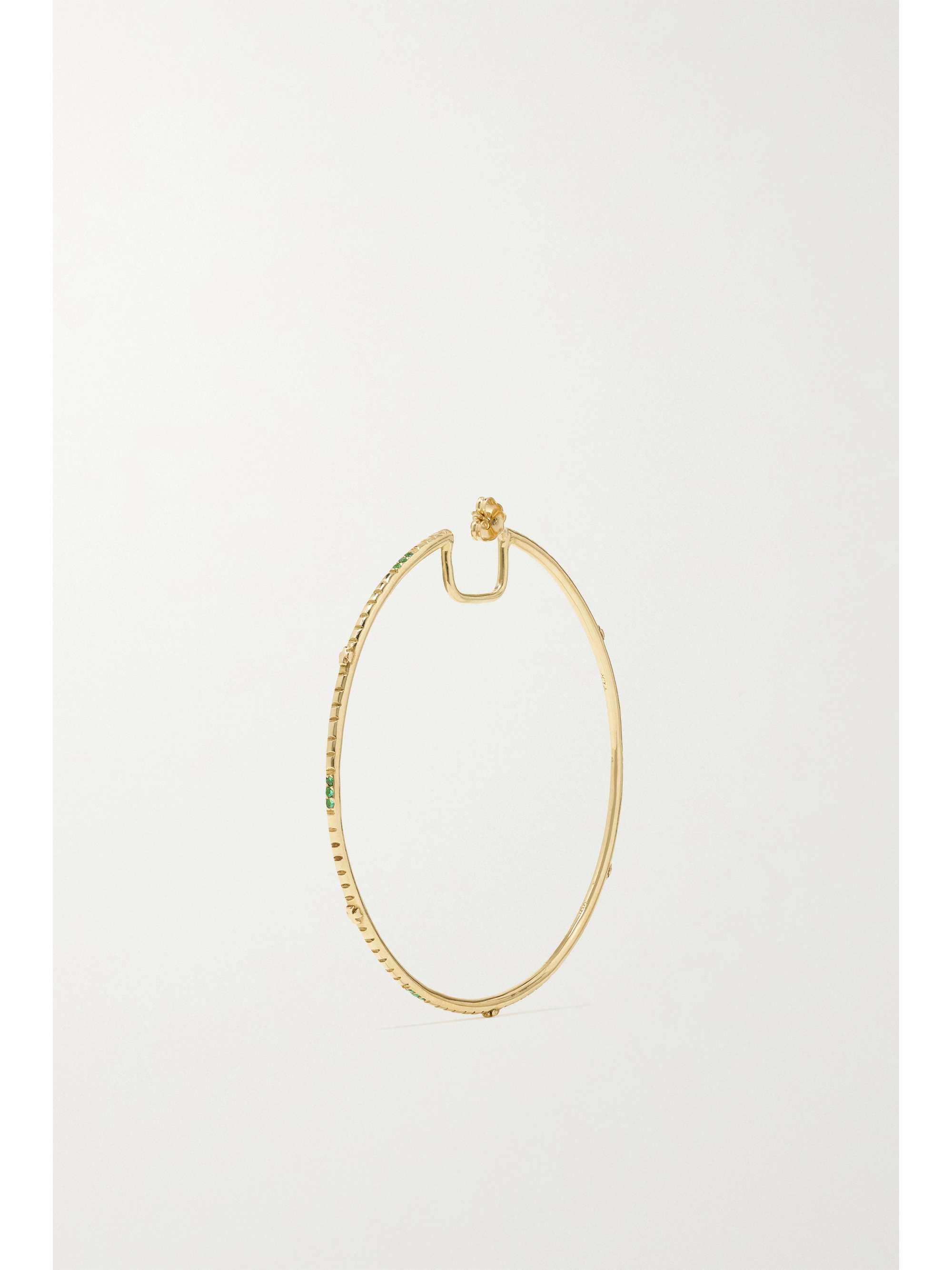 LOREE RODKIN Giant Disco 18-karat gold tsavorite hoop earrings
