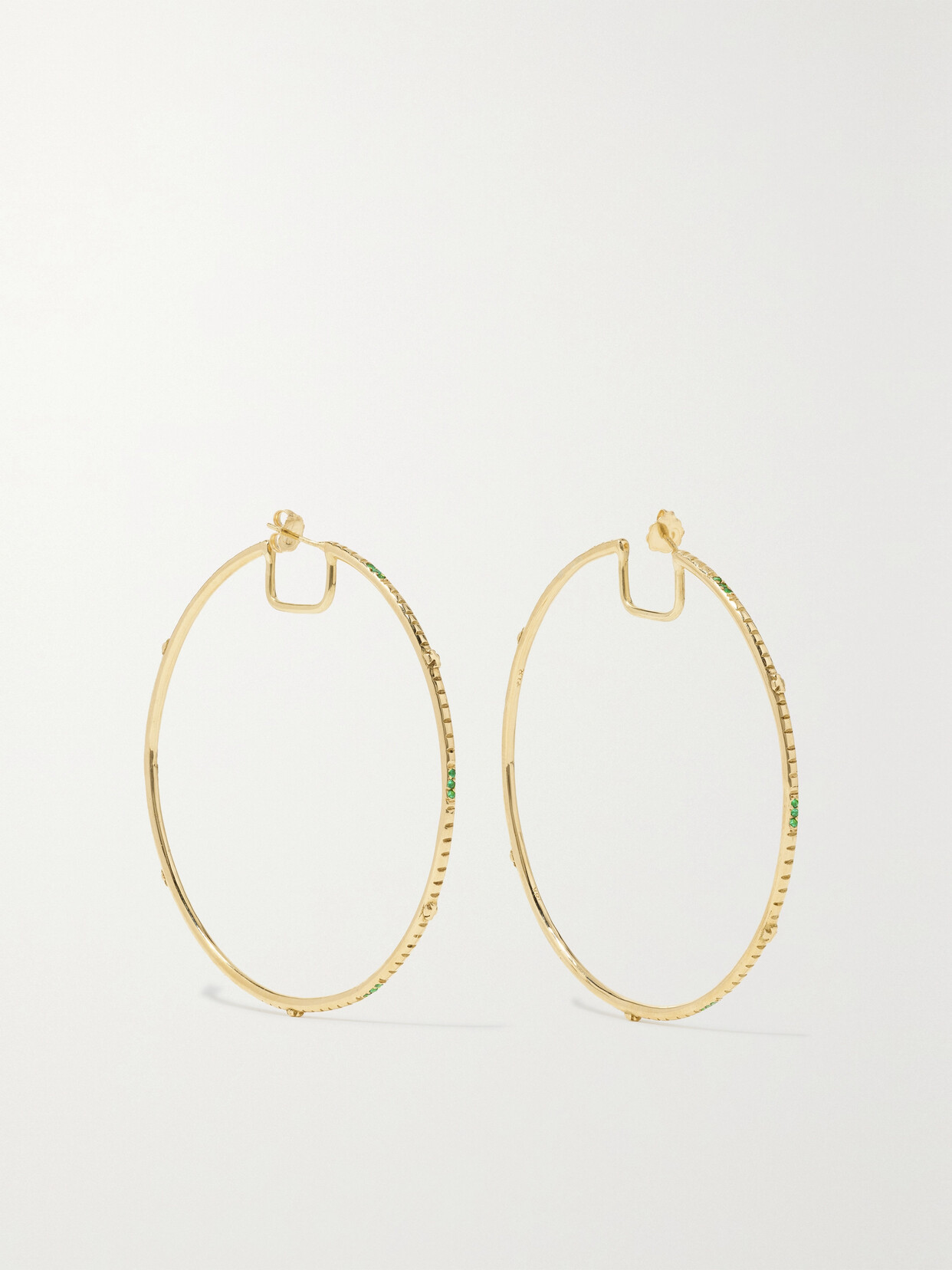 Loree Rodkin Giant Disco 18-karat Gold Tsavorite Hoop Earrings