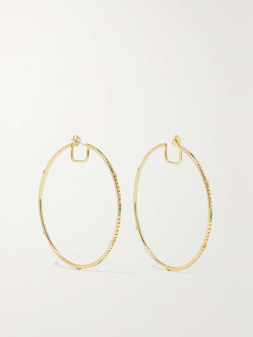 LOREE RODKIN Giant Disco 18-karat Gold Tsavorite Hoop Earrings