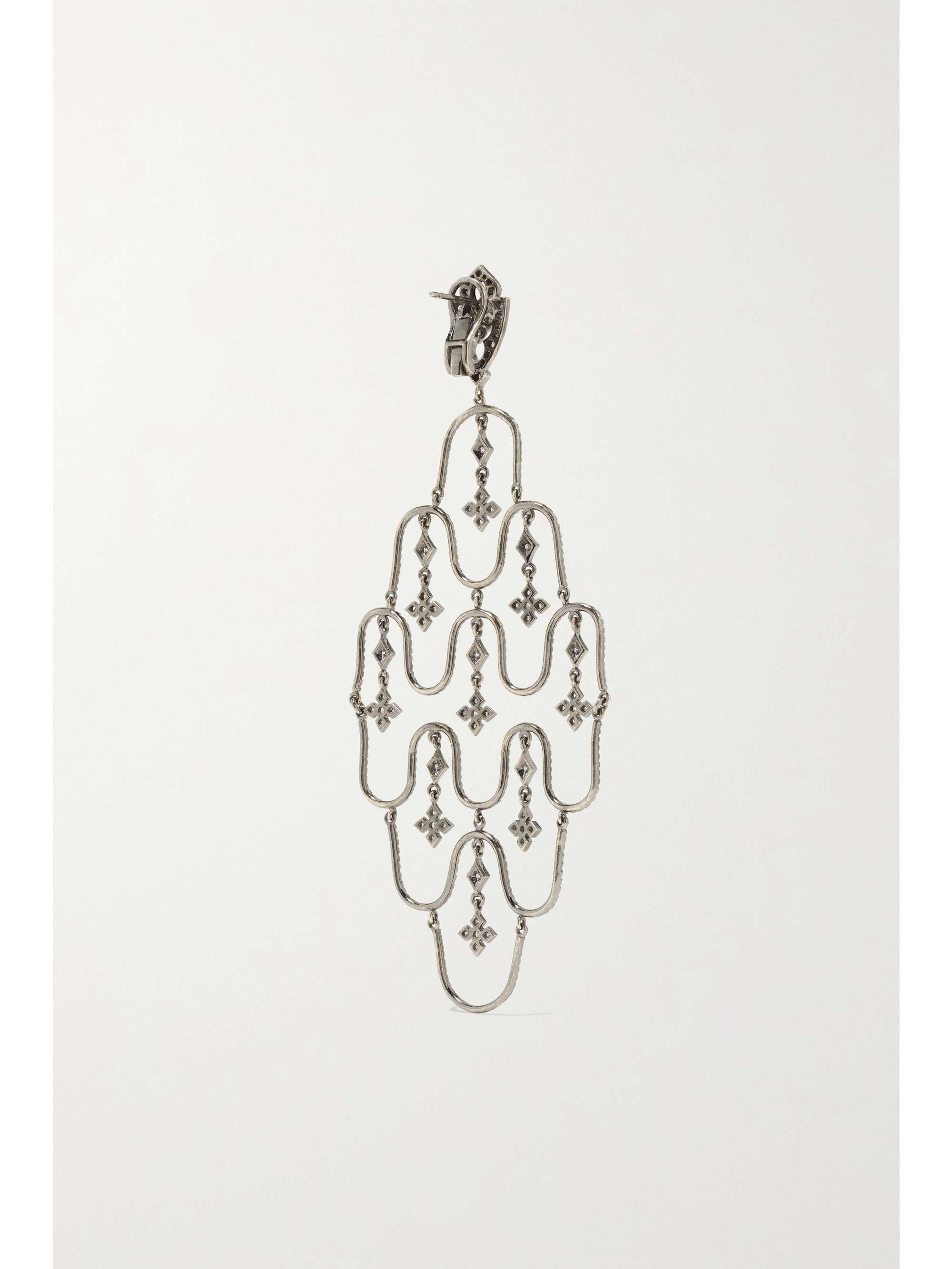 LOREE RODKIN Chandelier 18-karat rhodium white gold diamond earrings