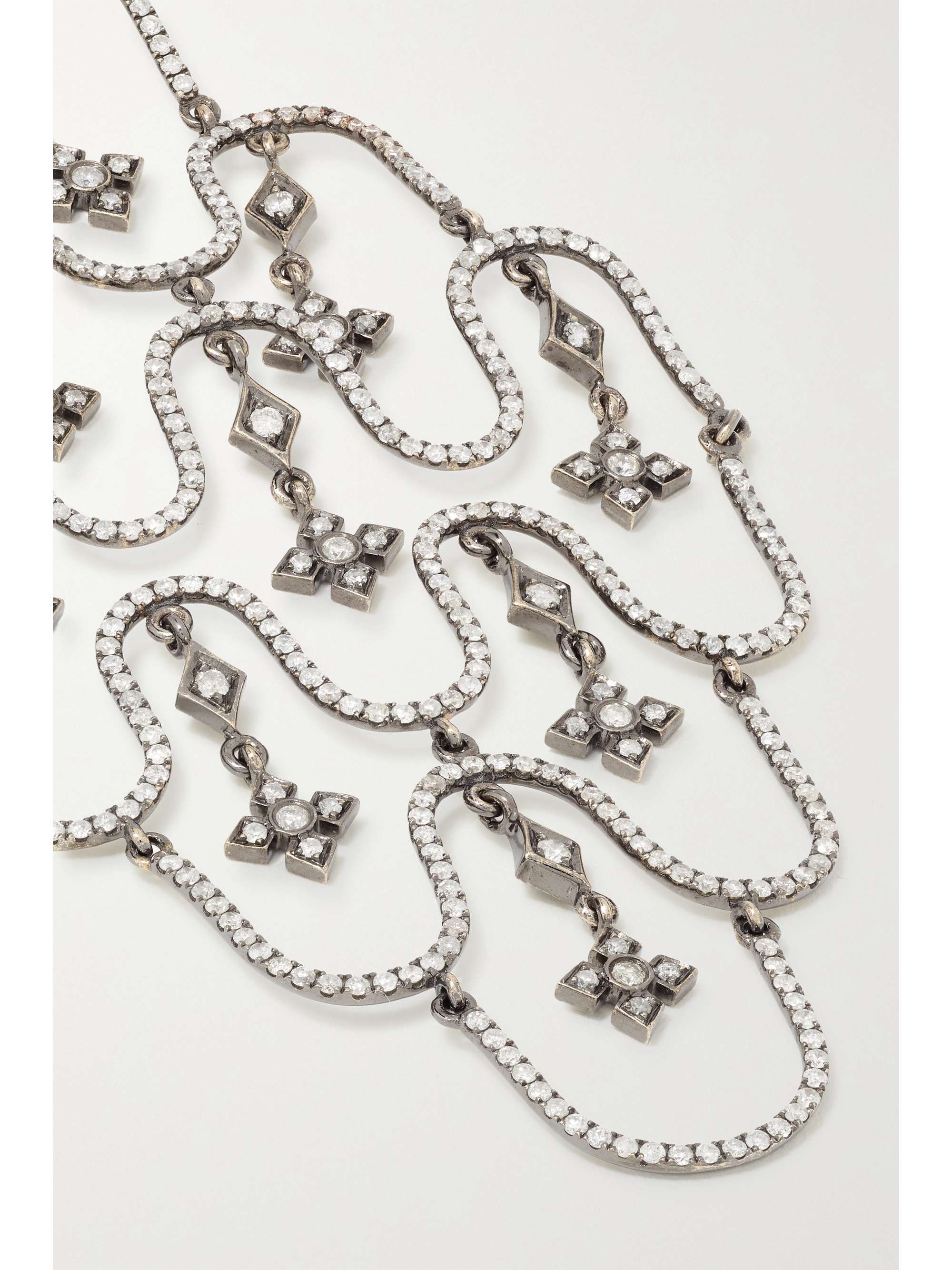LOREE RODKIN Chandelier 18-karat rhodium white gold diamond earrings