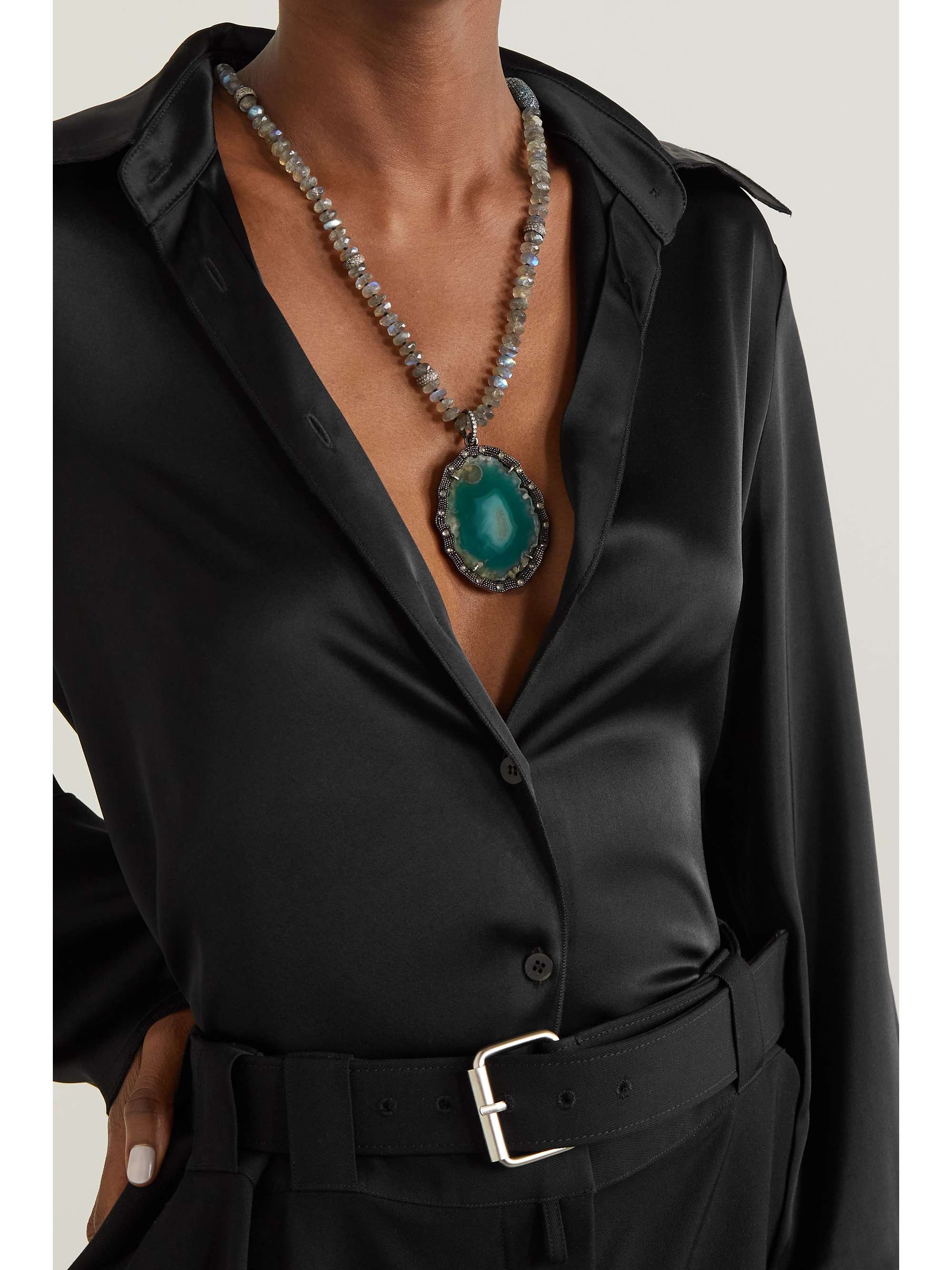 LOREE RODKIN 18-karat white gold and sterling silver multi-stone necklace