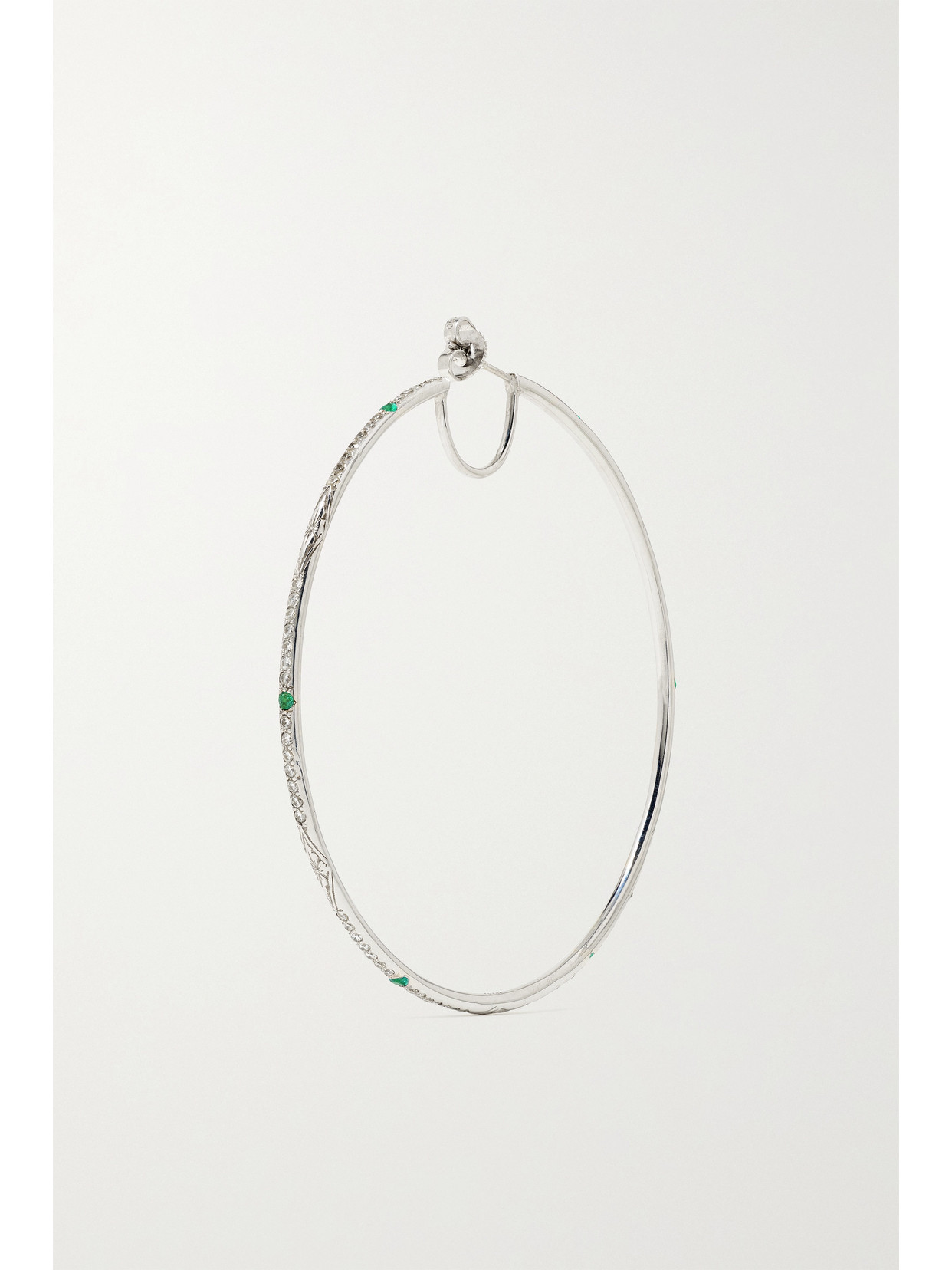 Loree Rodkin Giant Disco 18-karat White Gold, Diamond And Paraiba Hoop Earrings In Gold