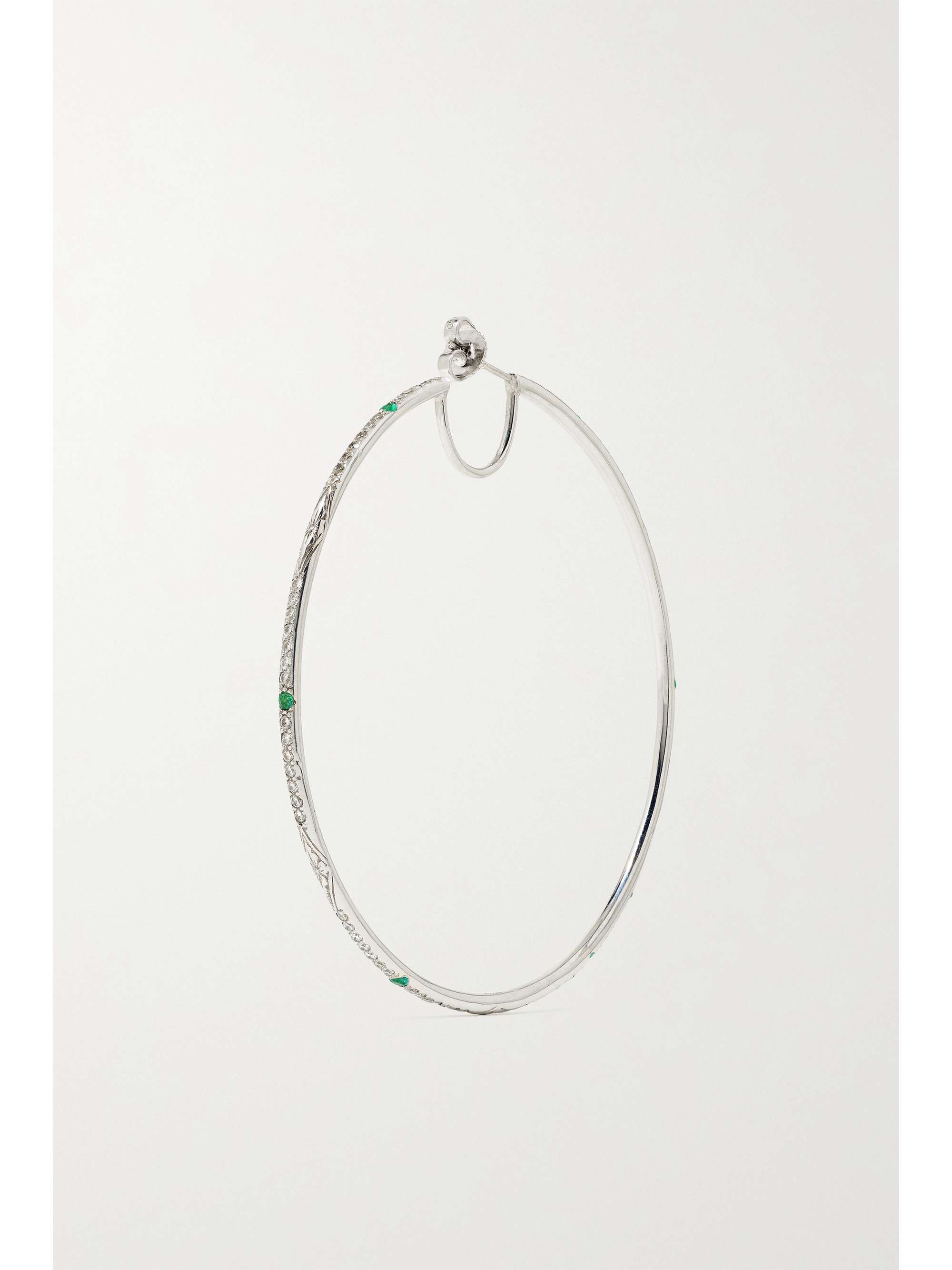 LOREE RODKIN Giant Disco 18-karat white gold, diamond and paraiba hoop earrings