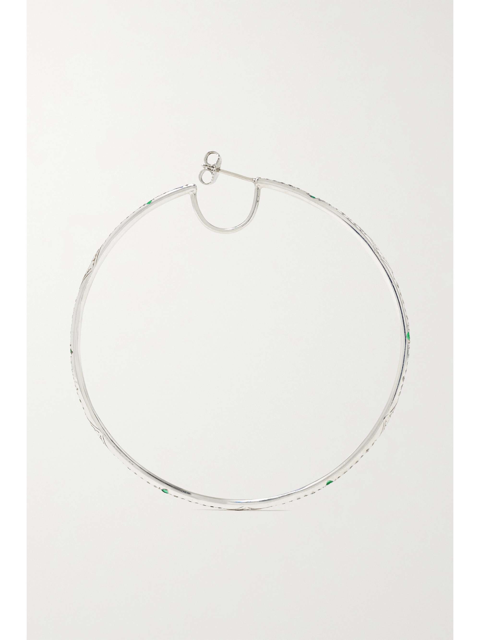 LOREE RODKIN Giant Disco 18-karat white gold, diamond and paraiba hoop earrings