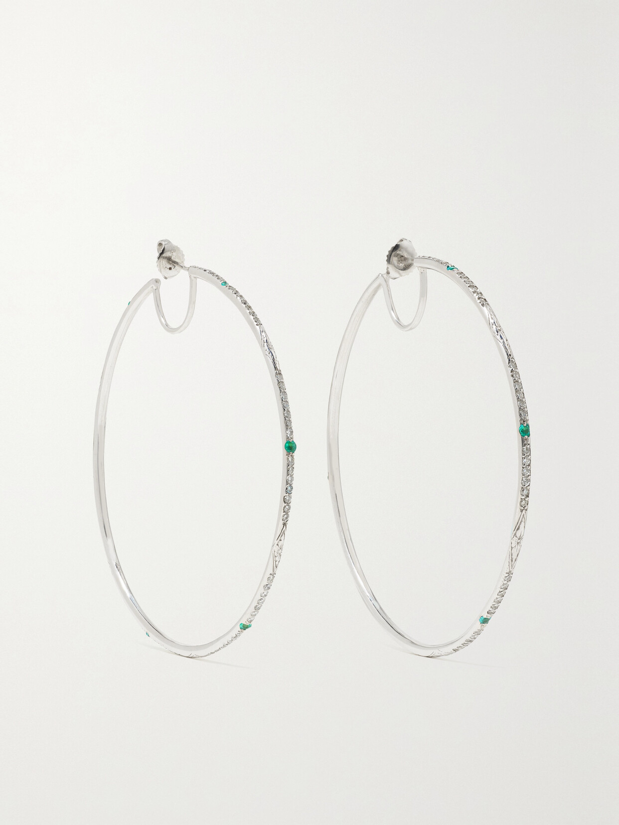 Loree Rodkin Giant Disco 18-karat White Gold, Diamond And Paraiba Hoop Earrings