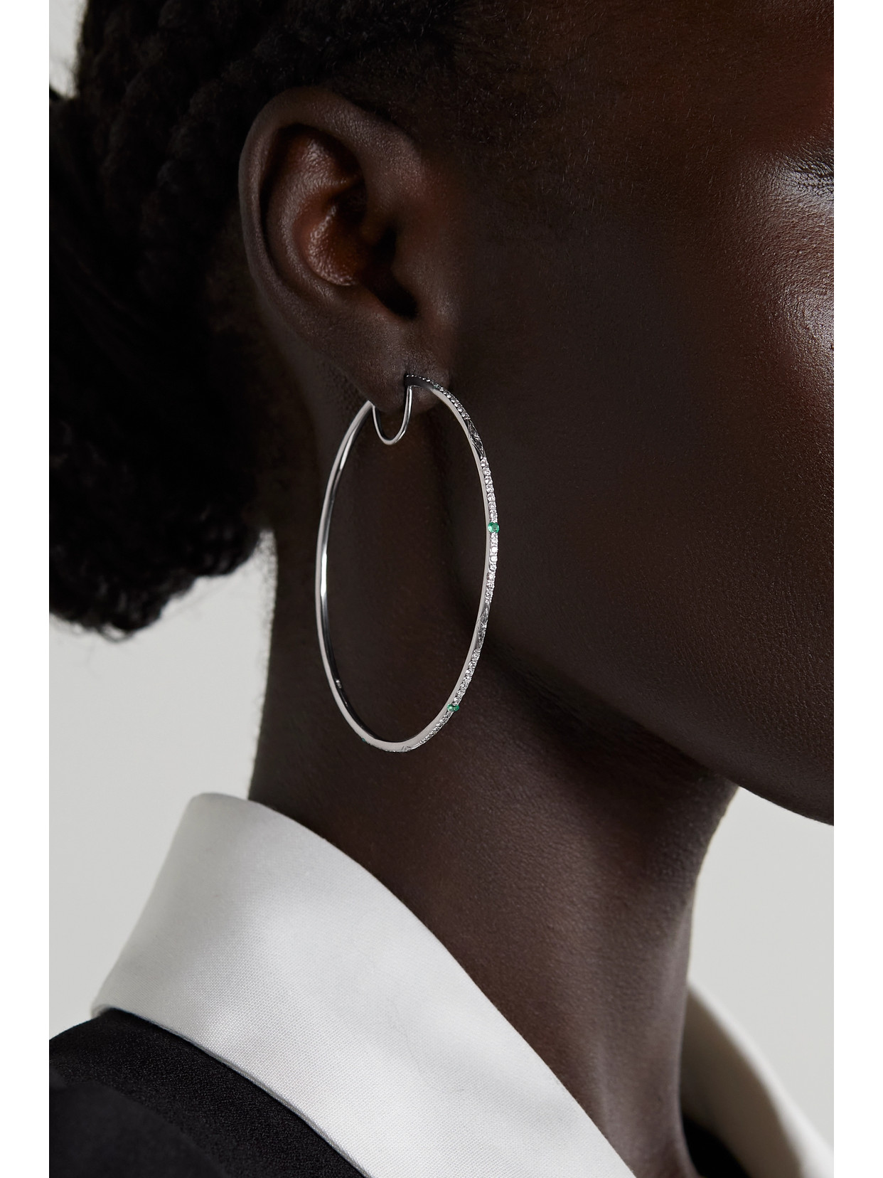Loree Rodkin Giant Disco 18-karat White Gold, Diamond And Paraiba Hoop Earrings In Gold