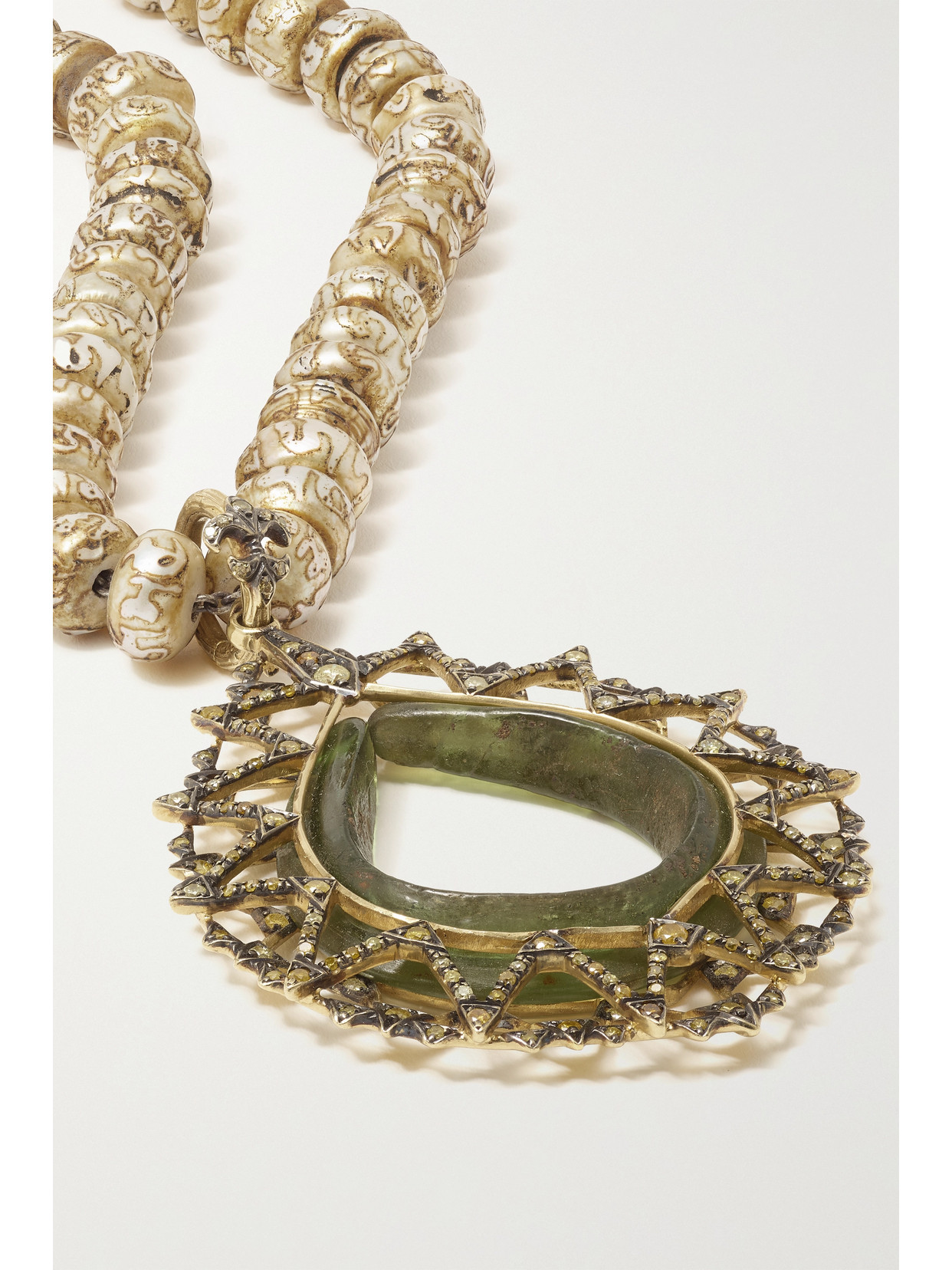 LOREE RODKIN STERLING SILVER AND 18-KARAT YELLOW GOLD MULTI-STONE NECKLACE