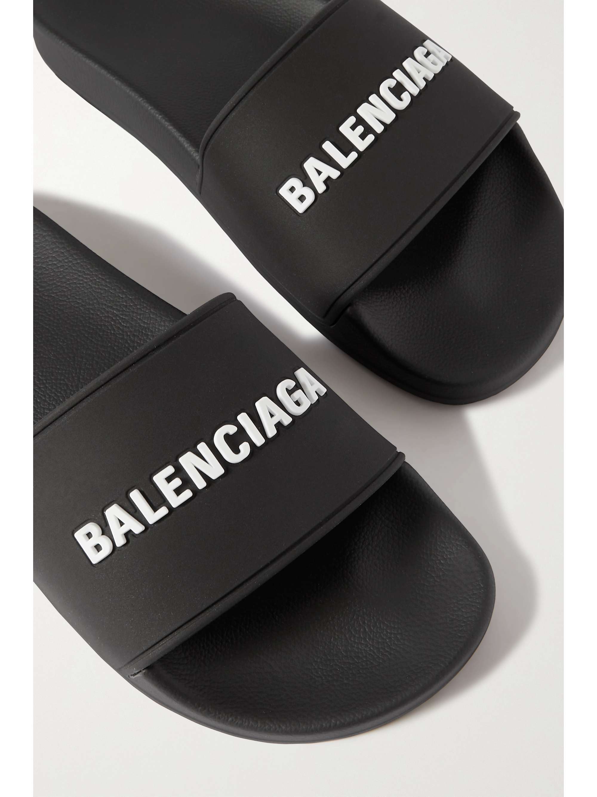 BALENCIAGA Pool logo-embossed neon rubber slides