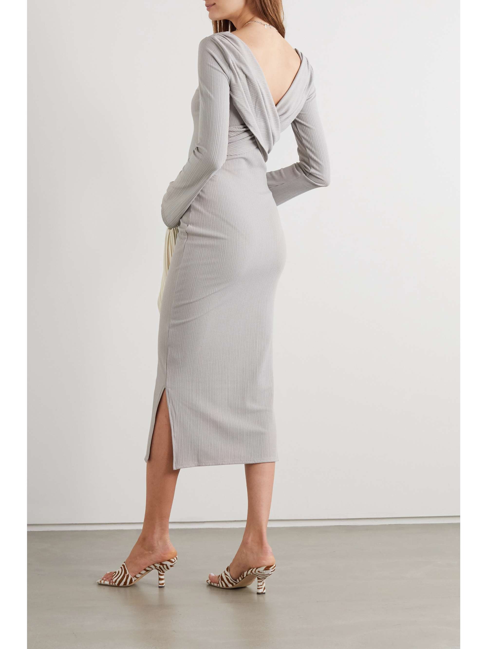 ribbed jersey midi dress
