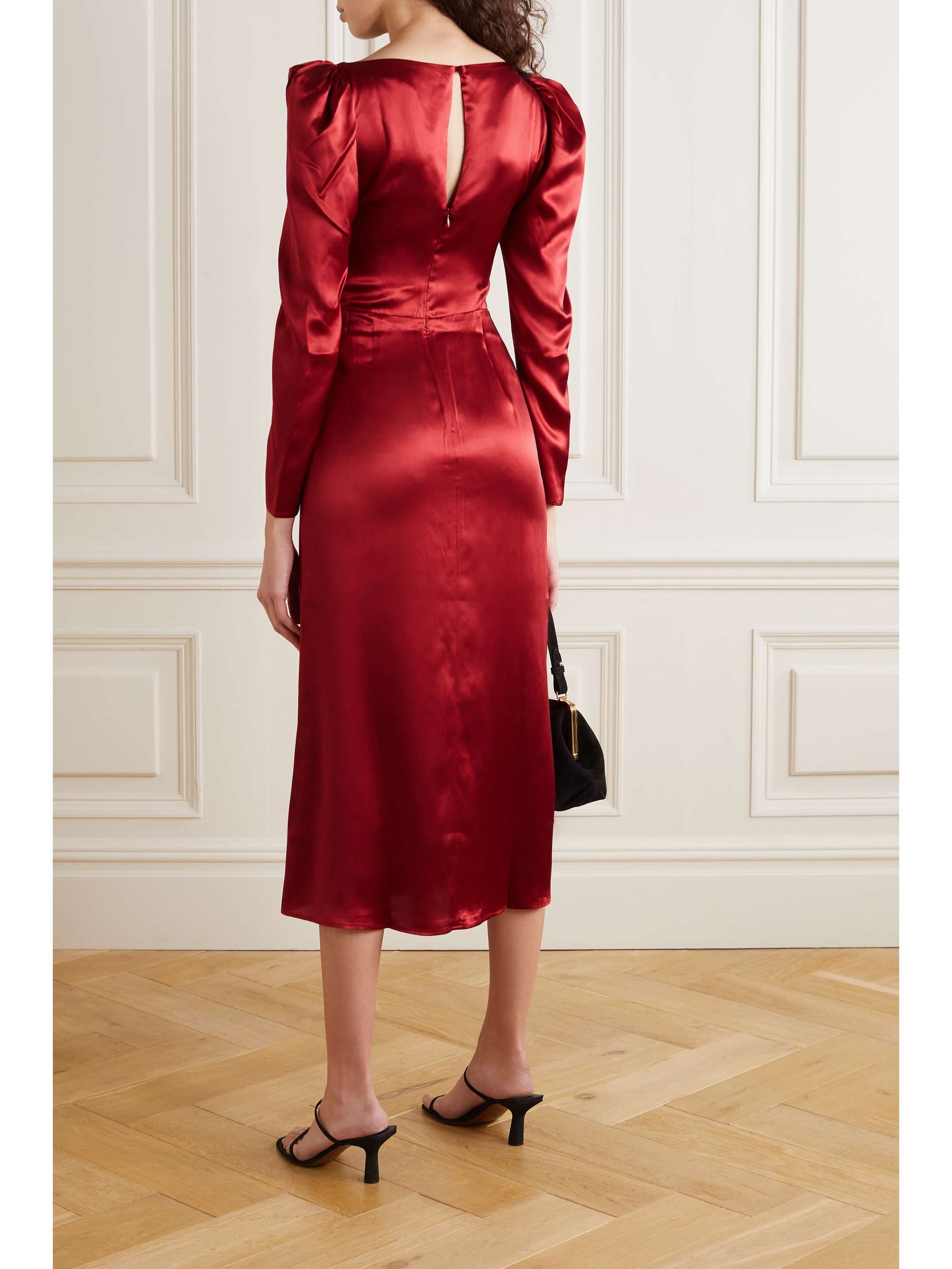REFORMATION Cameron gathered silk-satin midi dress
