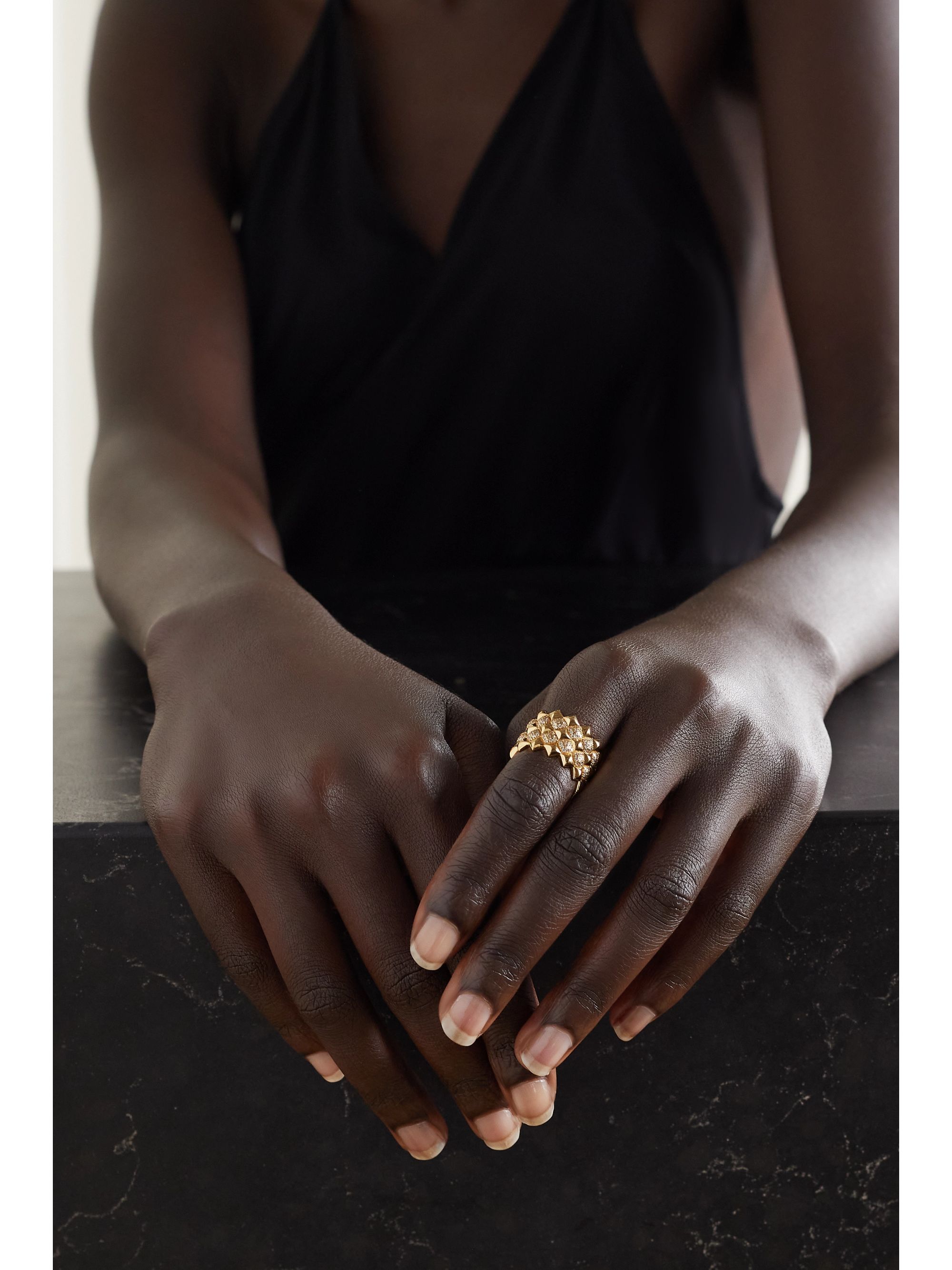 Gold Tattoo 18karat gold diamond ring OFIRA NETAPORTER