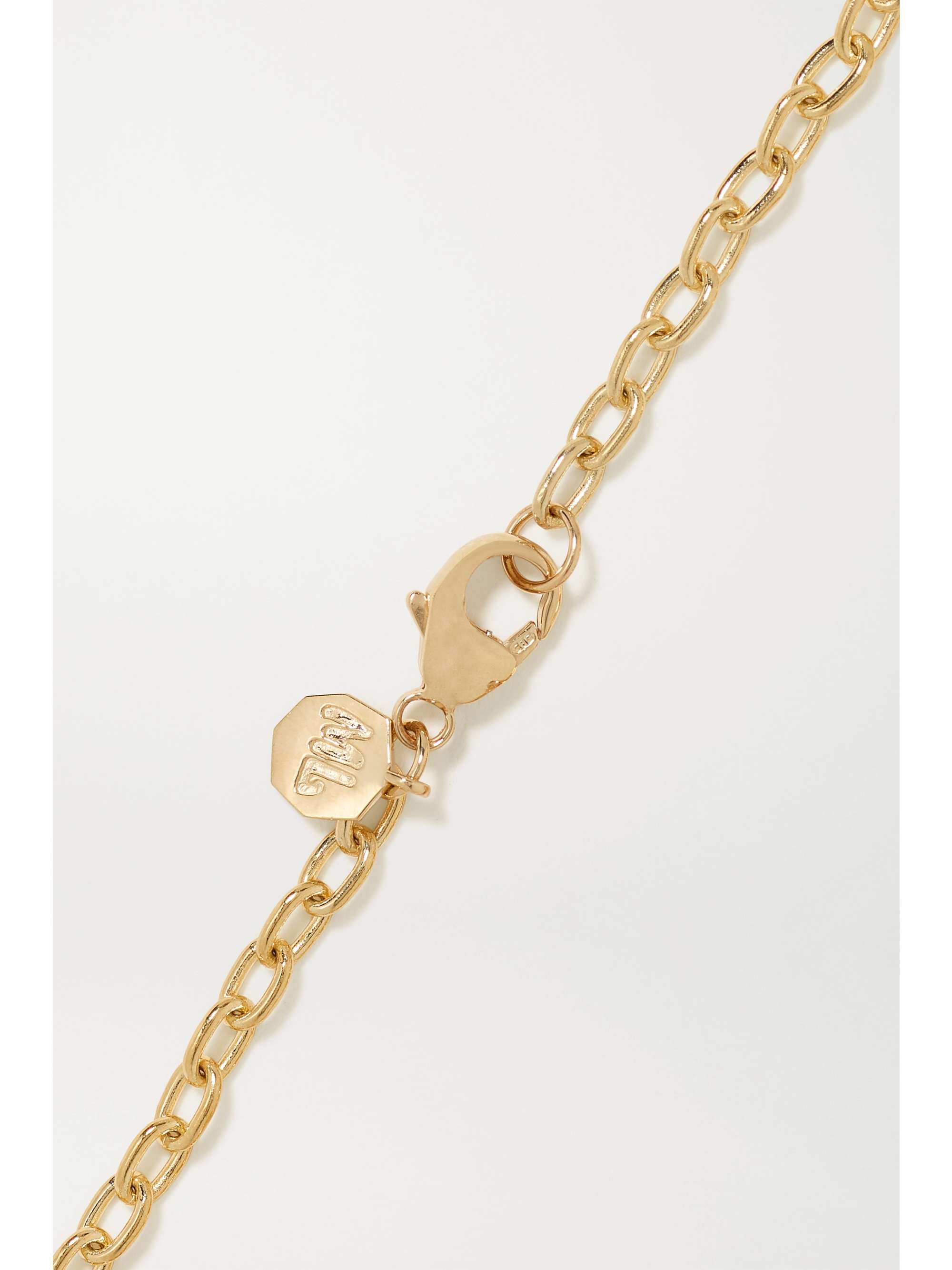 MARLO LAZ Mini Porte Bonheur Coin 14-karat gold, enamel and tourmaline bracelet