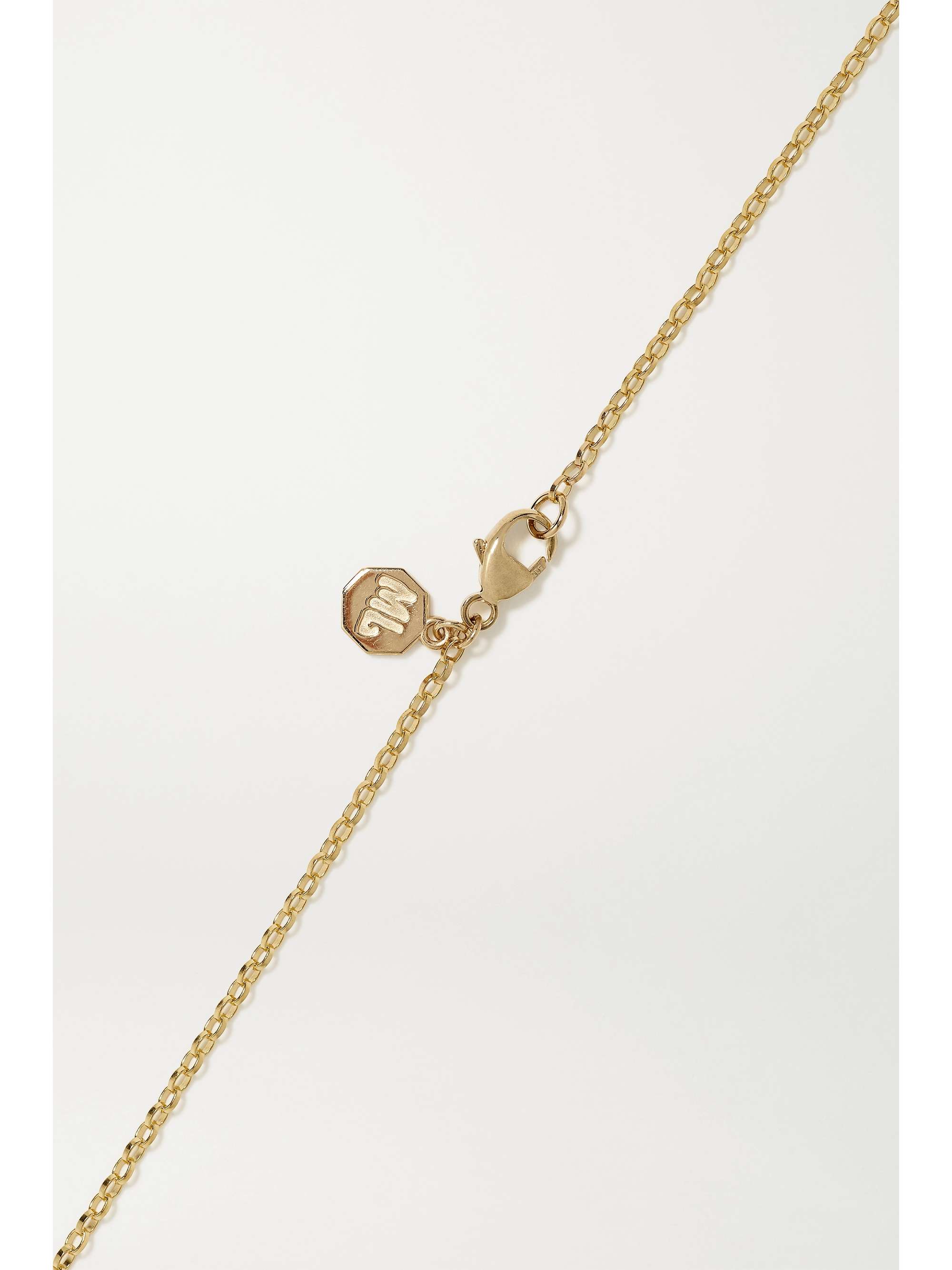 MARLO LAZ Mini Porte Bonheur 14-karat white gold, enamel and diamond necklace