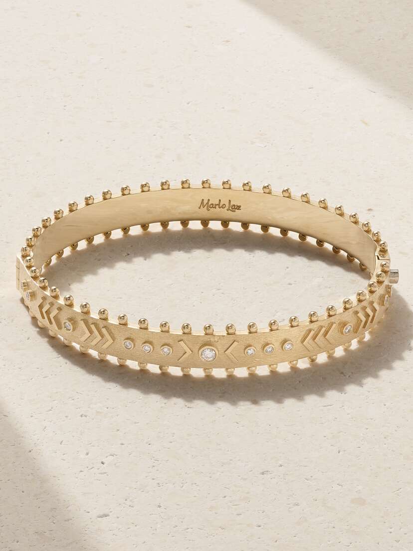 Marlo Laz Protection 14-karat Gold Diamond Bangle