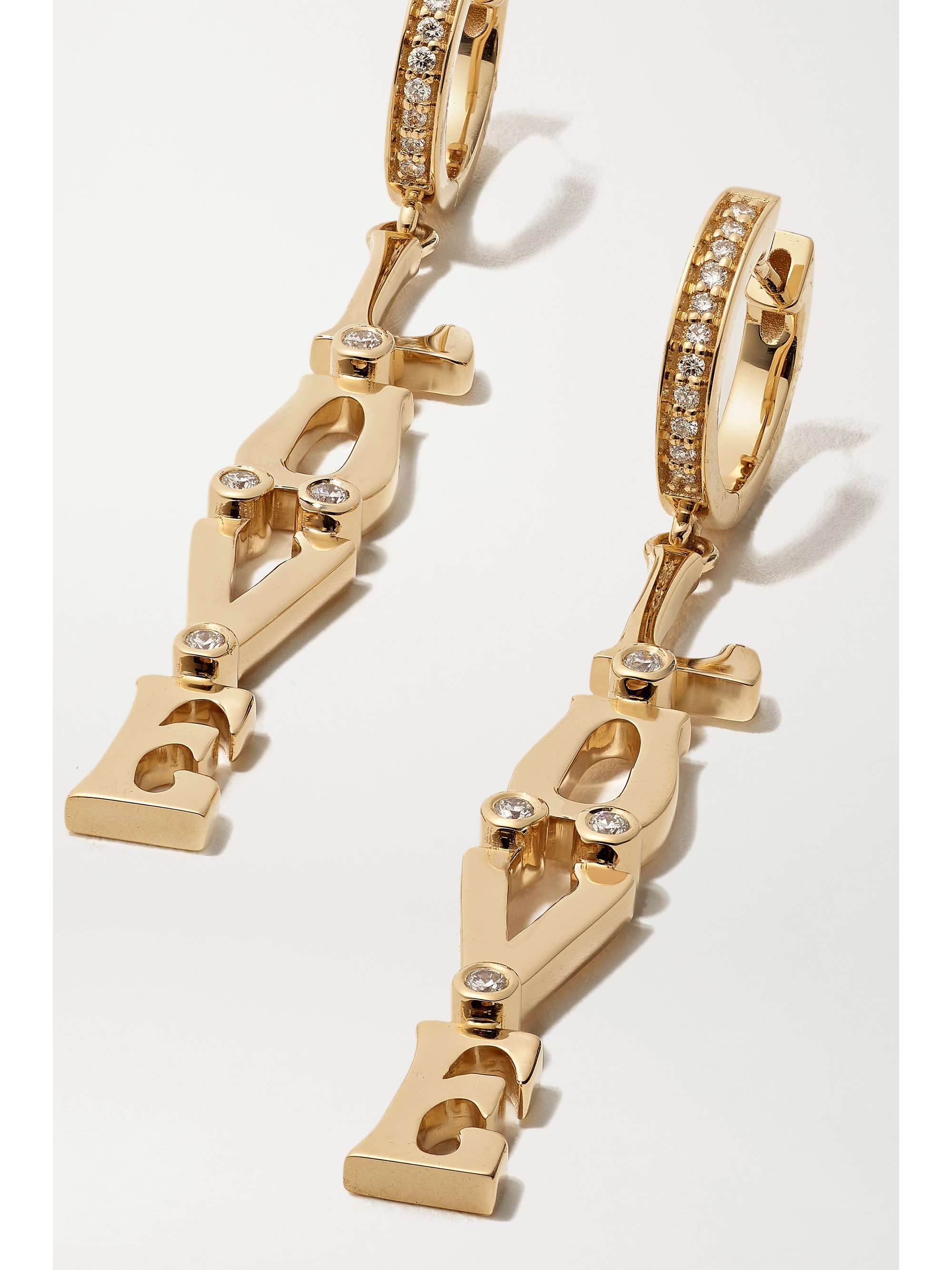 MARLO LAZ Love 14-karat gold diamond earrings