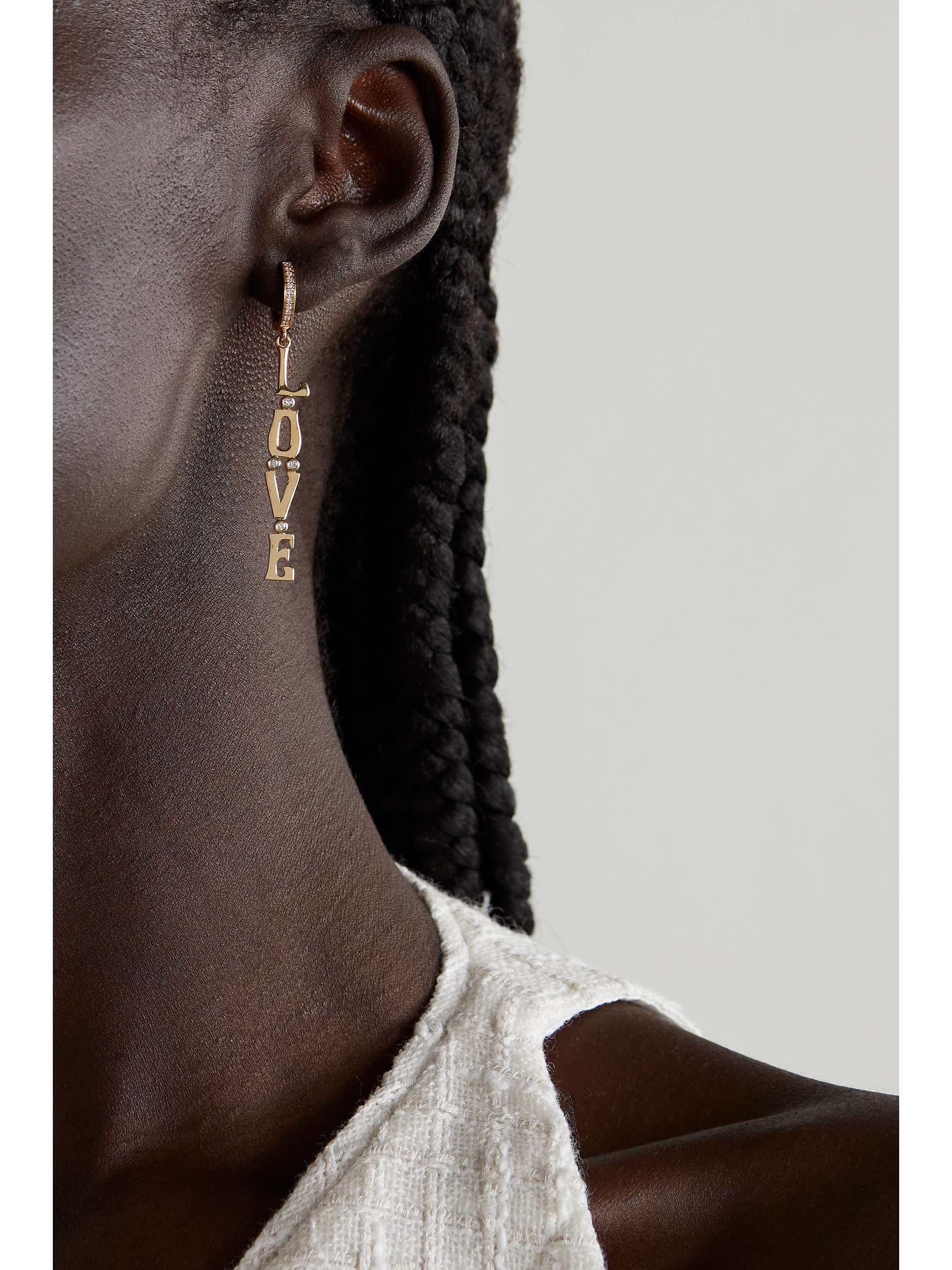 MARLO LAZ Love 14-karat gold diamond earrings