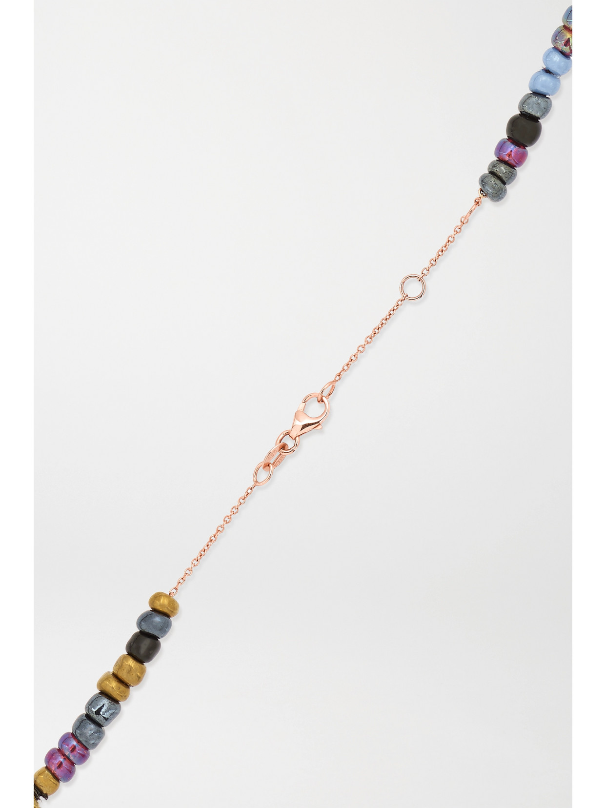 Shop Diane Kordas Evil Eye 14-karat Rose Gold, Bead And Diamond Necklace In Purple