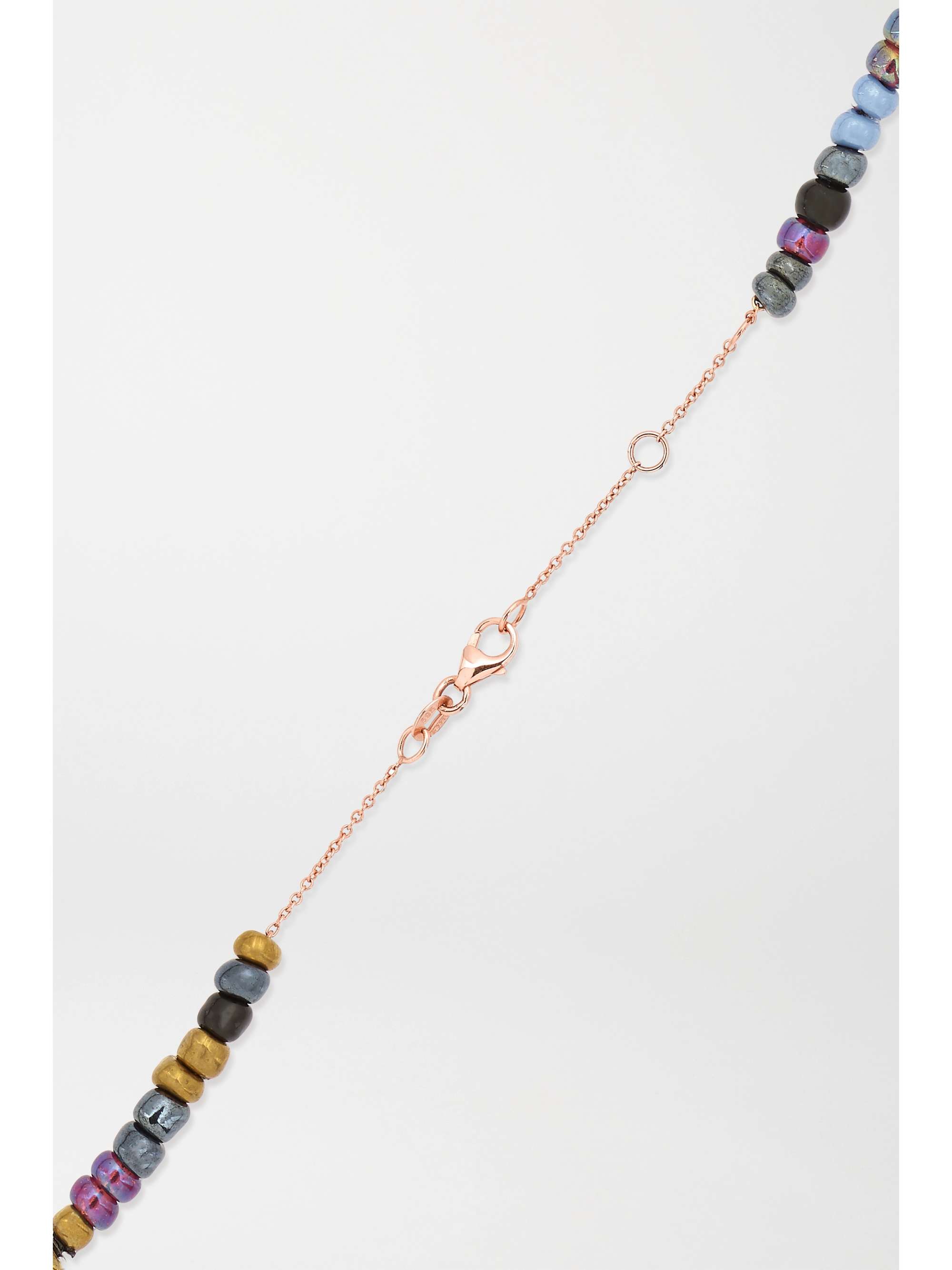 DIANE KORDAS Evil Eye 14-karat rose gold, bead and diamond necklace