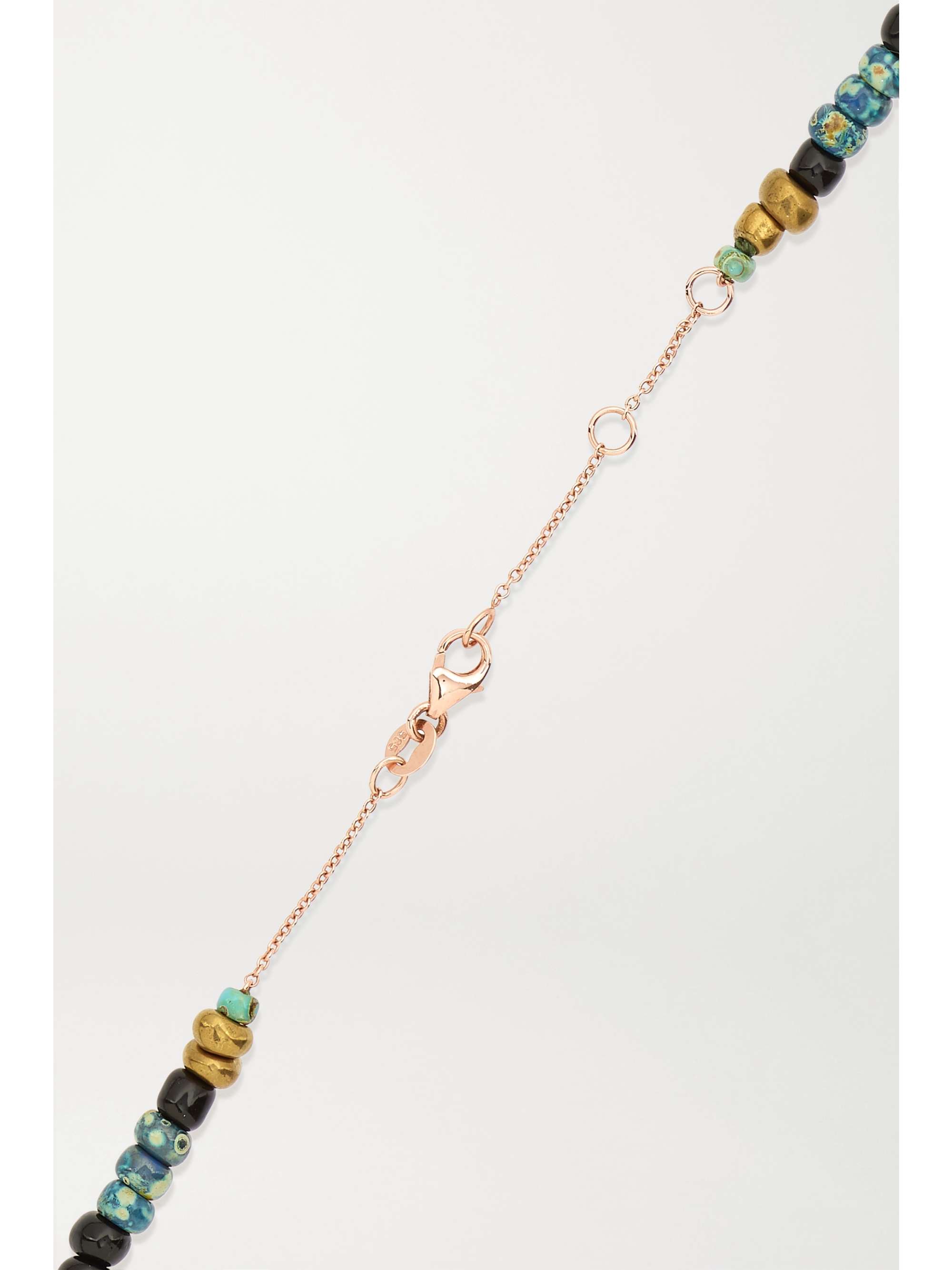DIANE KORDAS Evil Eye 14-karat rose gold, bead and diamond necklace