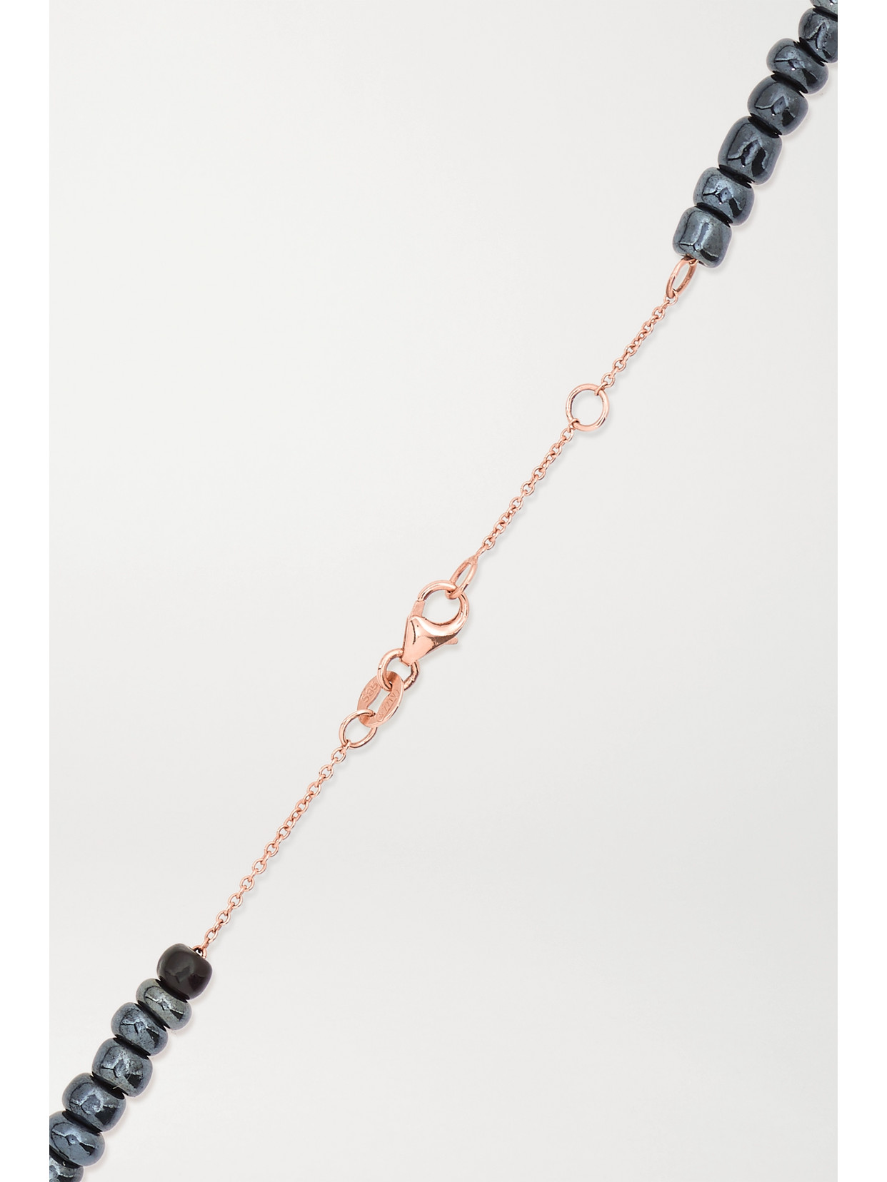 Diane Kordas 14-karat Rose Gold, Bead And Diamond Necklace In Blue