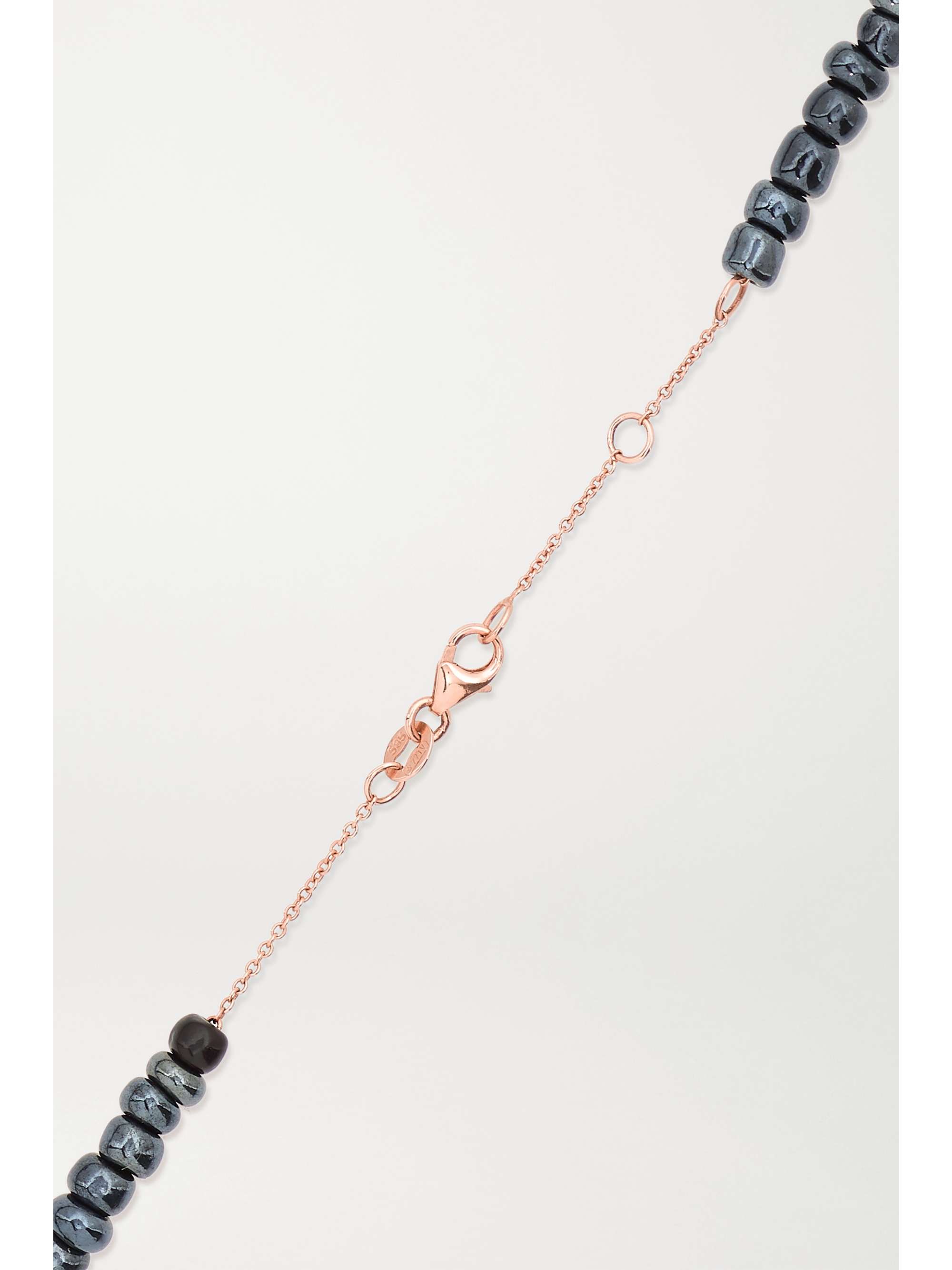 DIANE KORDAS Evil Eye 14-karat rose gold, bead and diamond necklace