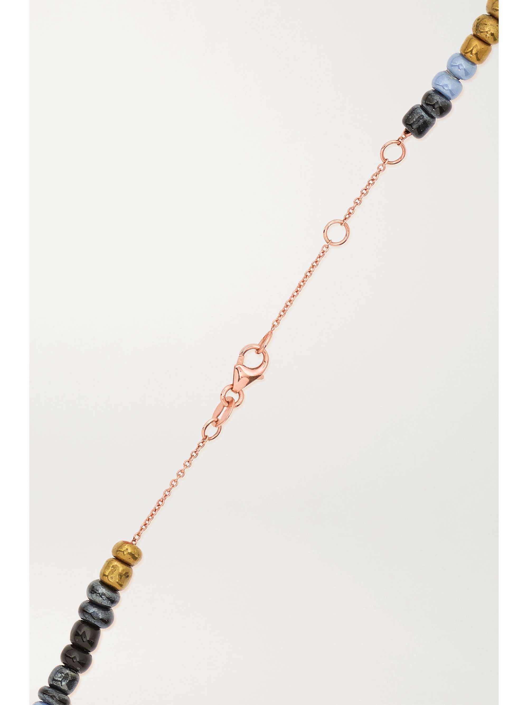 DIANE KORDAS Evil Eye 14-karat rose gold, bead and diamond necklace
