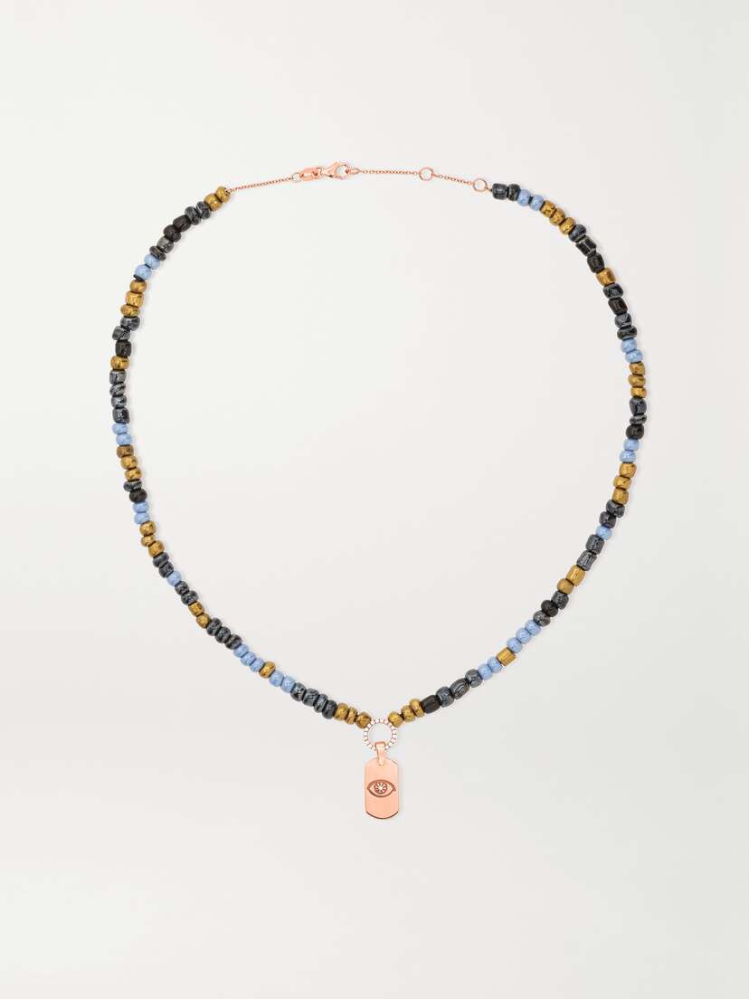 Diane Kordas Evil Eye 14-karat Rose Gold, Bead And Diamond Necklace