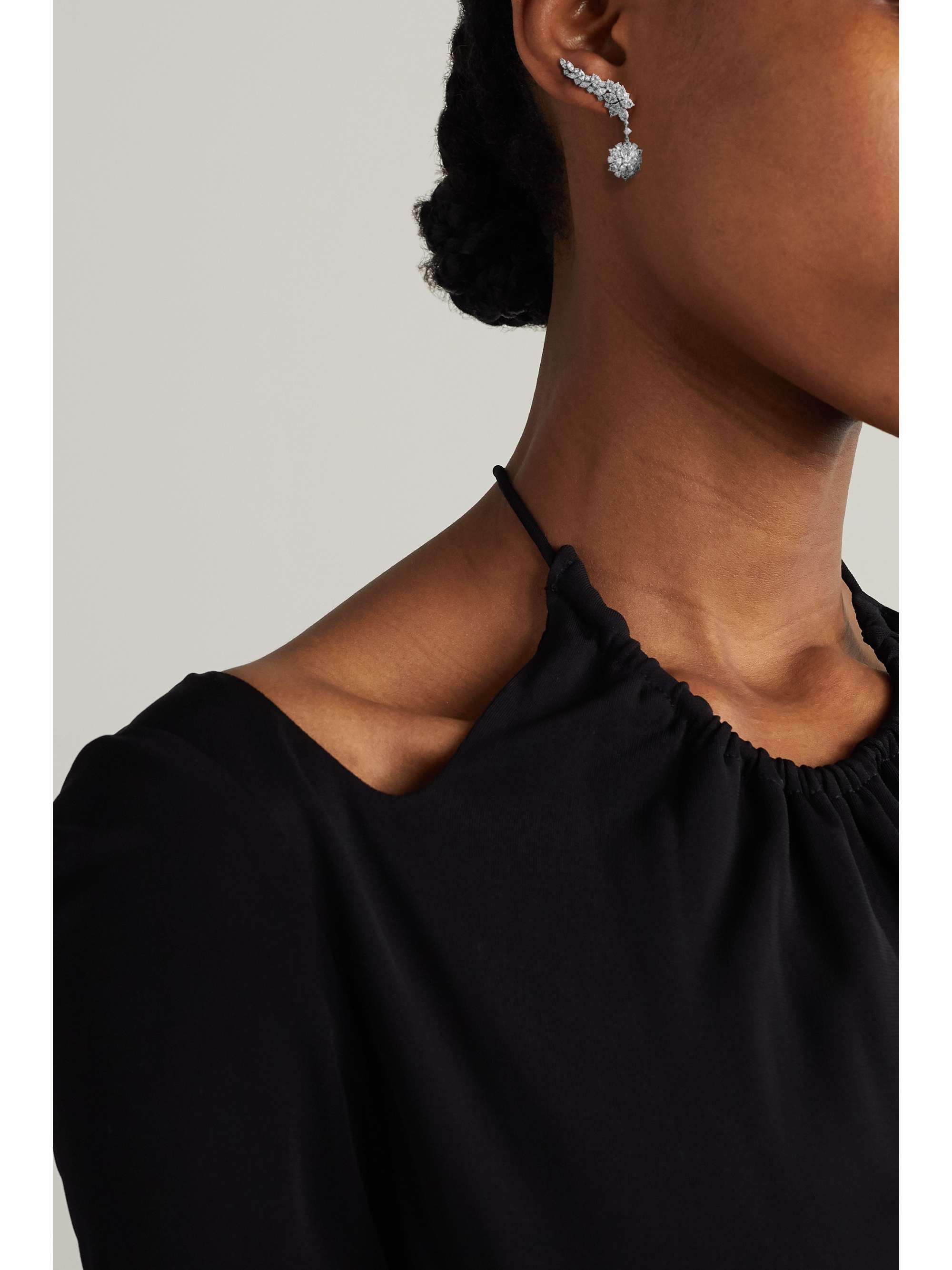 YEPREM 18-karat white gold diamond earrings