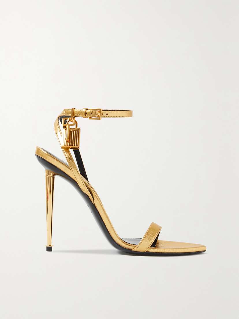 Tom Ford Padlock Metallic Leather Sandals