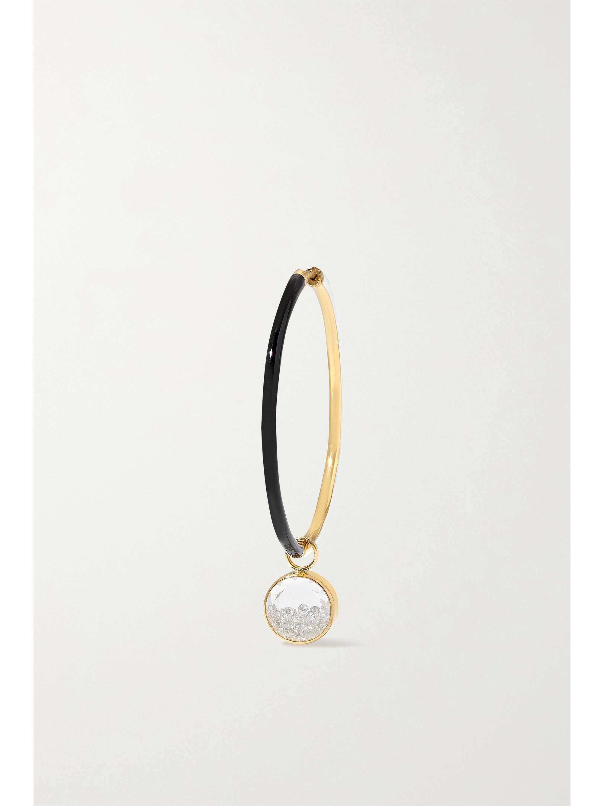 MORITZ GLIK 18-karat gold, enamel, sapphire crystal and diamond hoop earrings