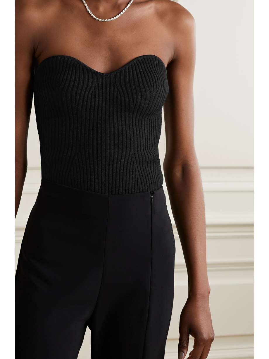 Black Lucie strapless ribbedknit top KHAITE NETAPORTER