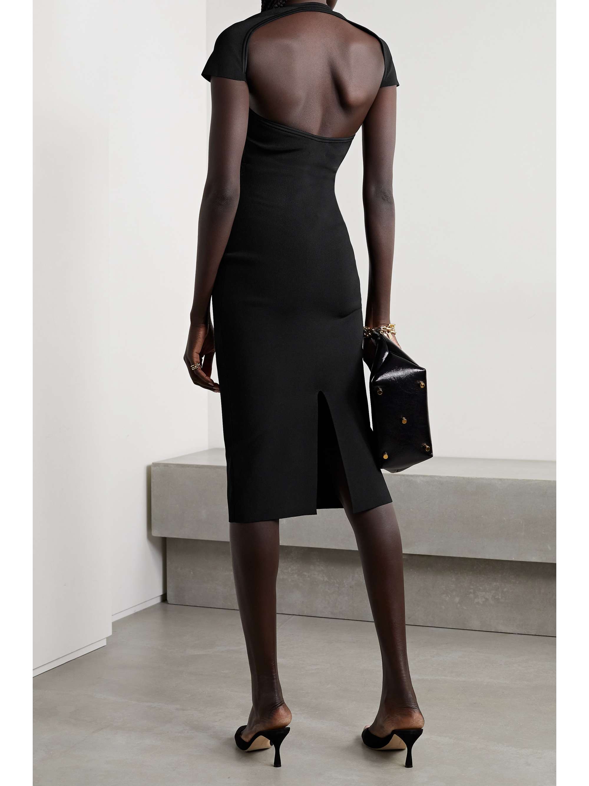 KHAITE Piera cutout stretch-knit midi dress