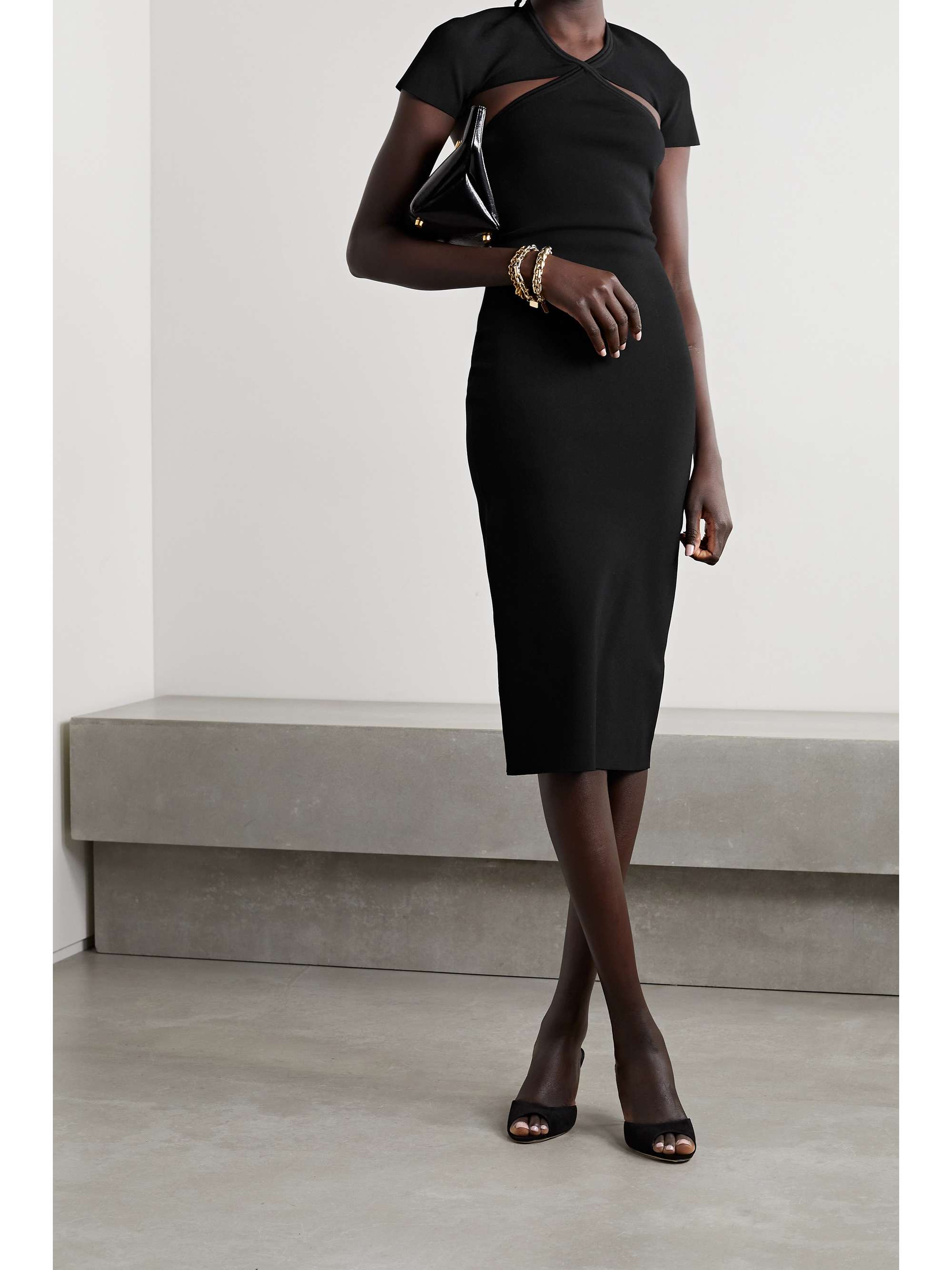 KHAITE Piera cutout stretch-knit midi dress