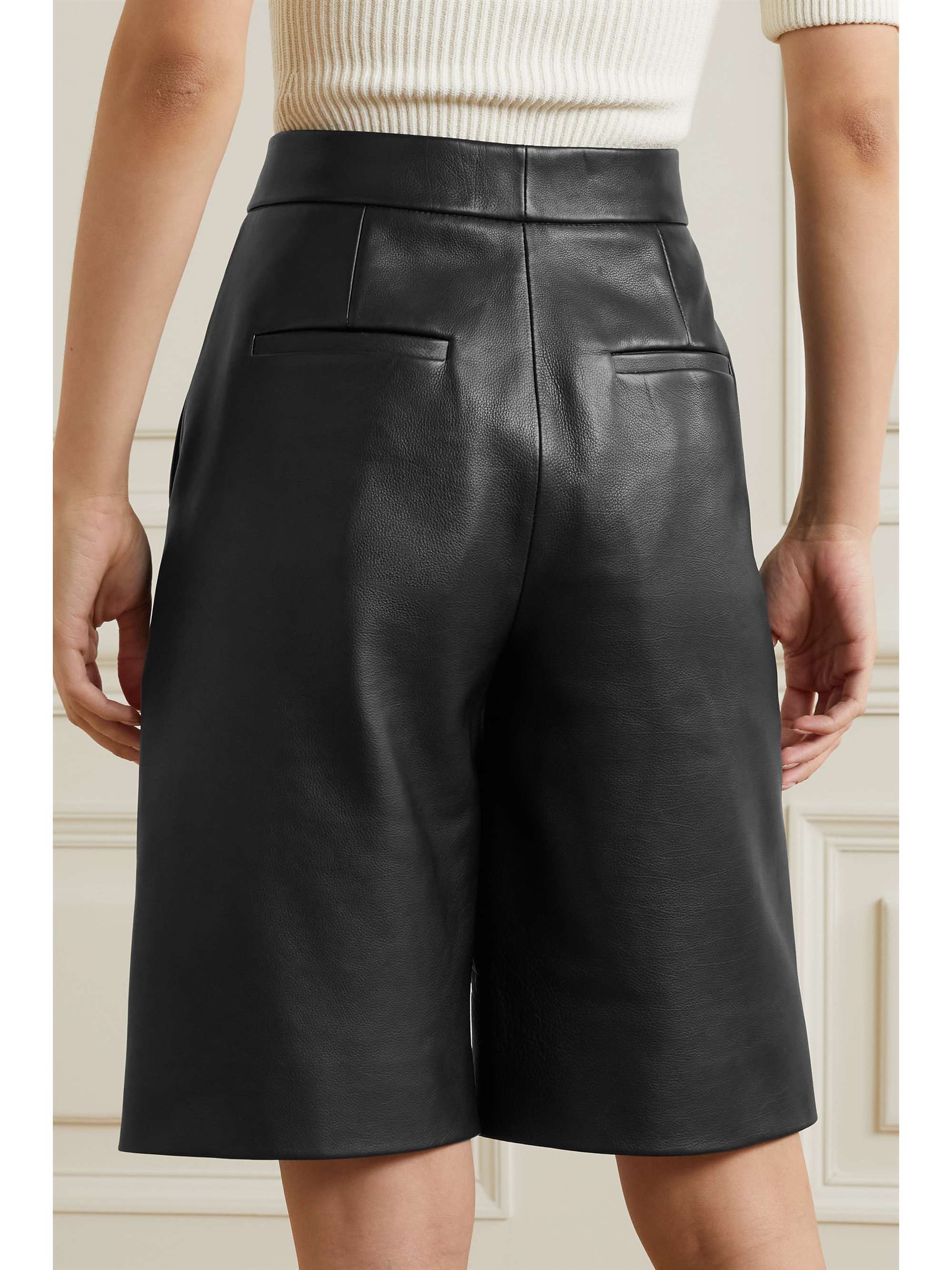 Black Theresa leather shorts | KHAITE 