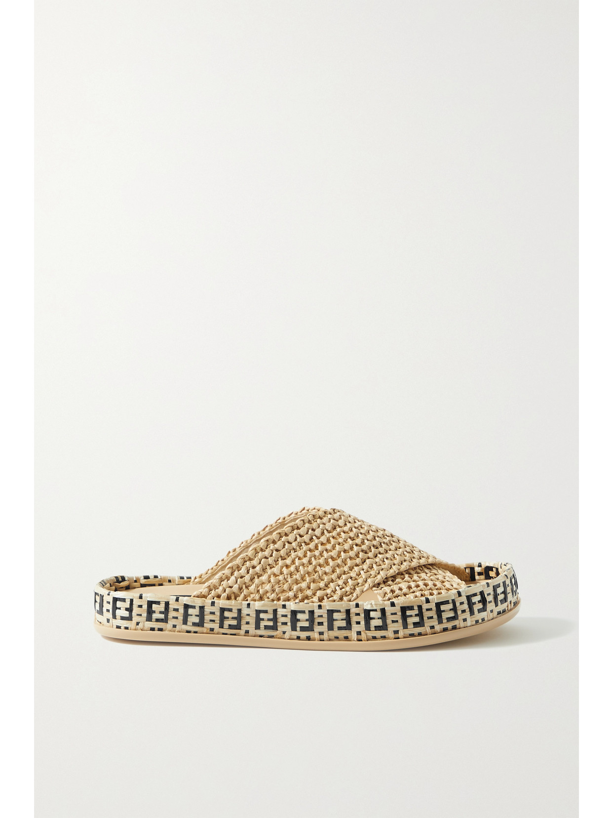 FENDI BRAIDED RAFFIA SLIDES