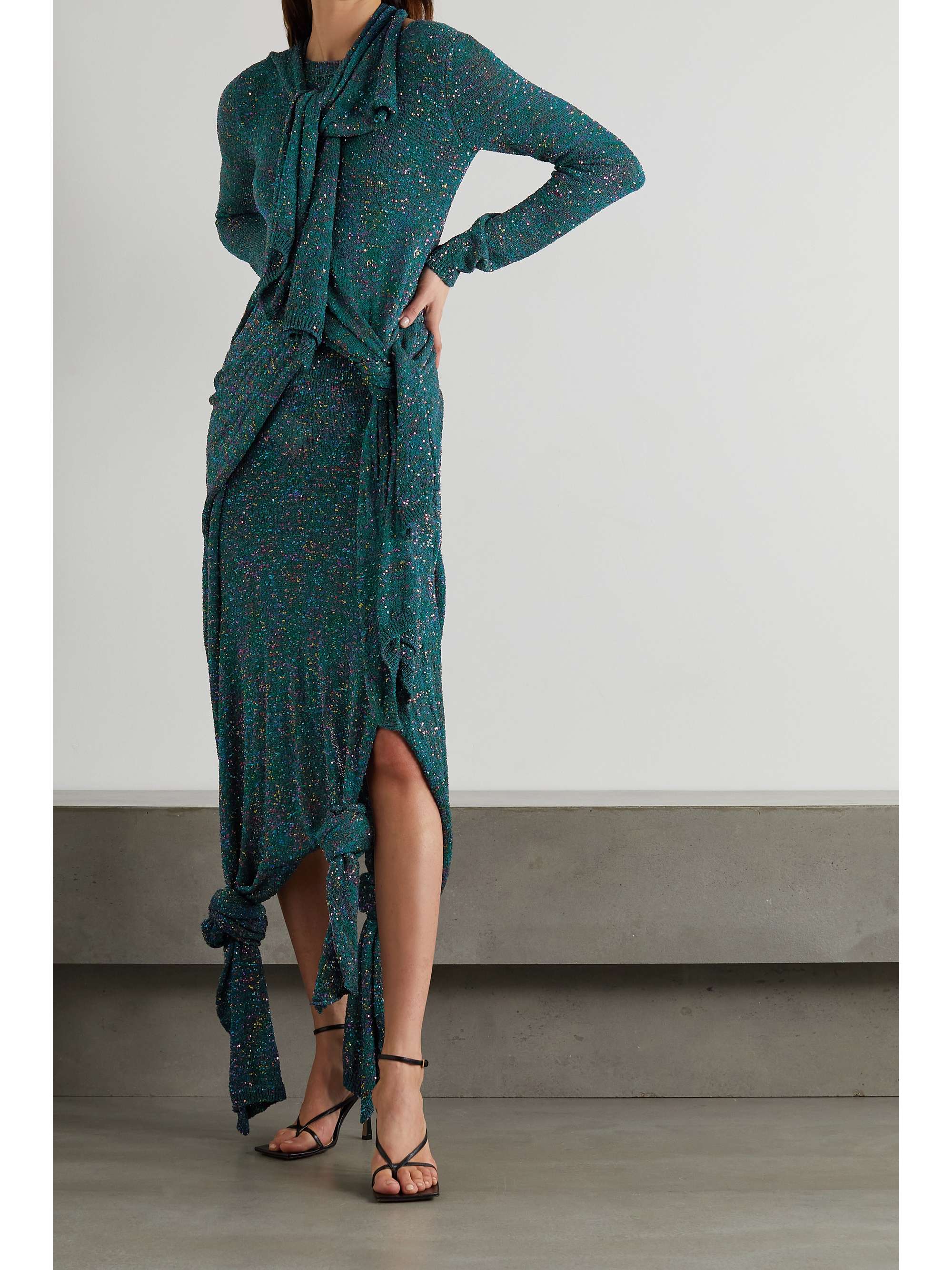 LOEWE Knotted sequined knitted skirt